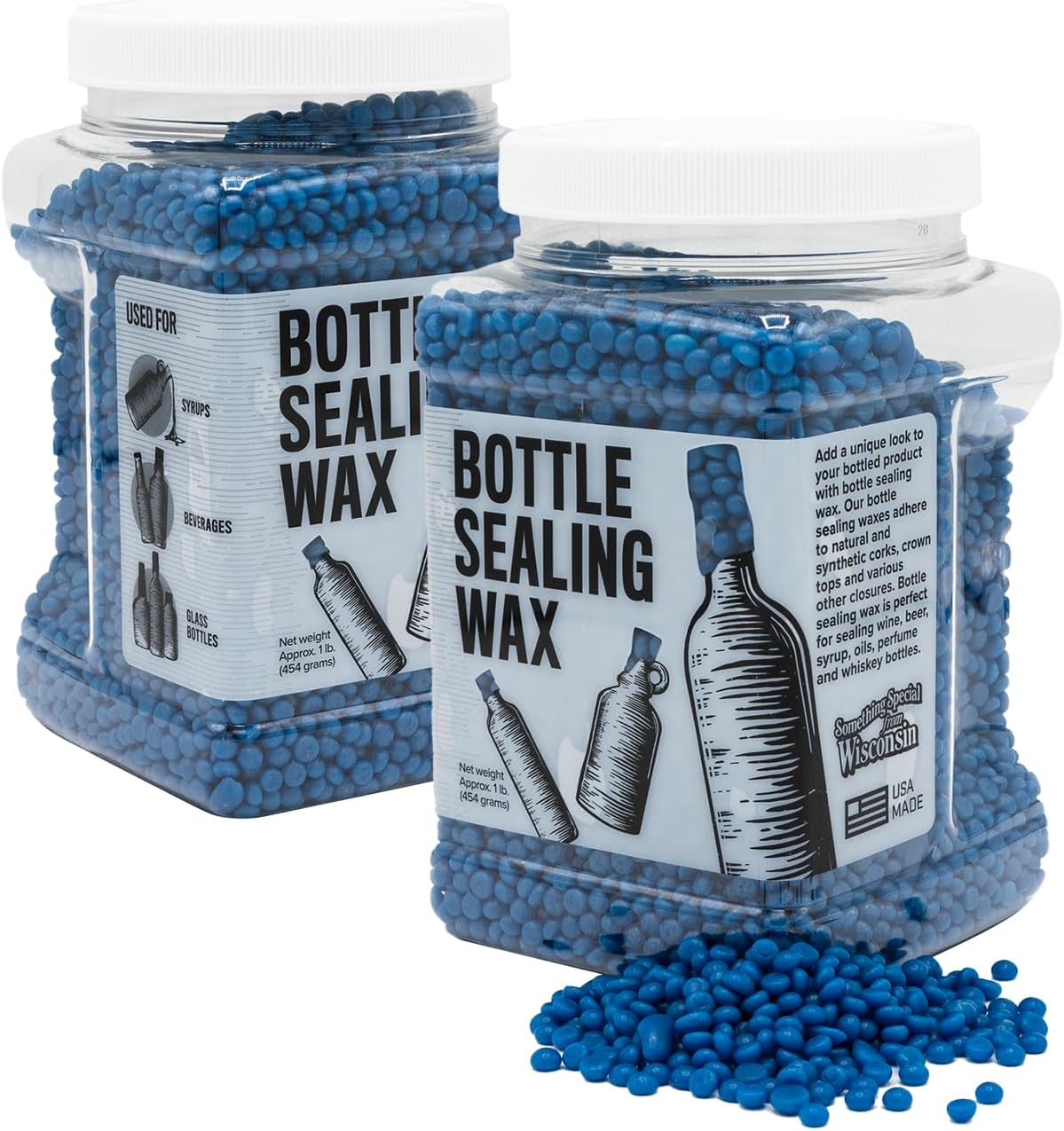 Blended Waxes, Inc. Bottle Sealing Wax Beads, Premium Pastille Wax Seal Beads For Wine, Beer, and Liquor Bottle Closure, Seals Between 25-30 Bottles, 1 lb, Bright Blue