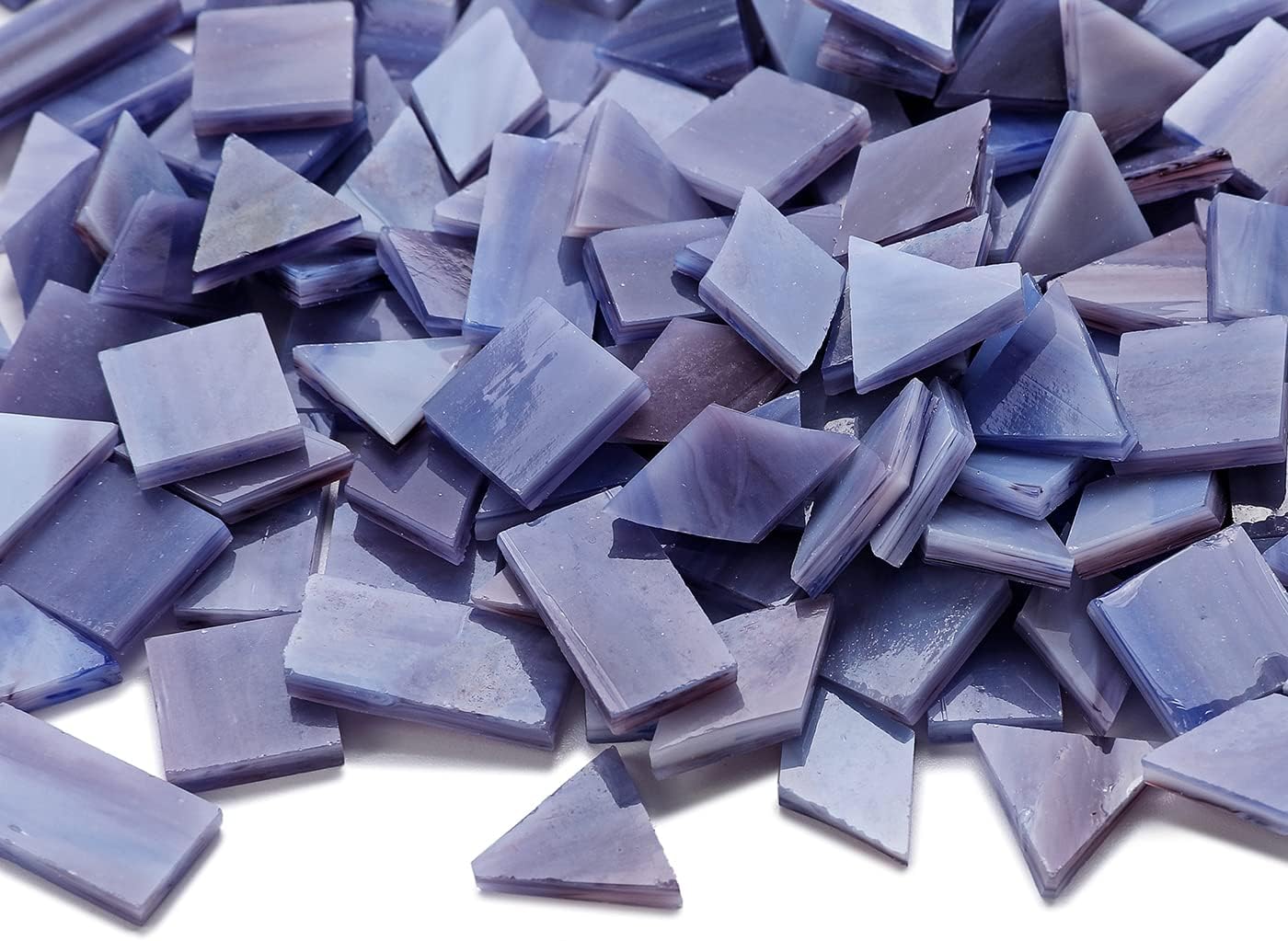 Lanyani Glass Mosaic Tiles for Art Crafts, 4 Shapes Mixed Colorful Glass Tiles Tiffany Stained Glass Pieces, 200 Pieces, Square/Rectangle/Diamond/Triangle,Blue Purple