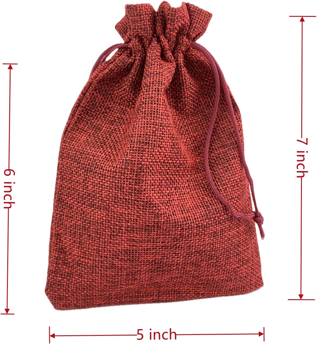 Palmhomee Pack of 25 Burlap Gift Bags with Drawstring Linen Jewelry Pouches Wedding Hessian Jute Bags for Birthday and Treat Pouches Party Wedding Favors Gift (5x7 Inch, Burgundy)