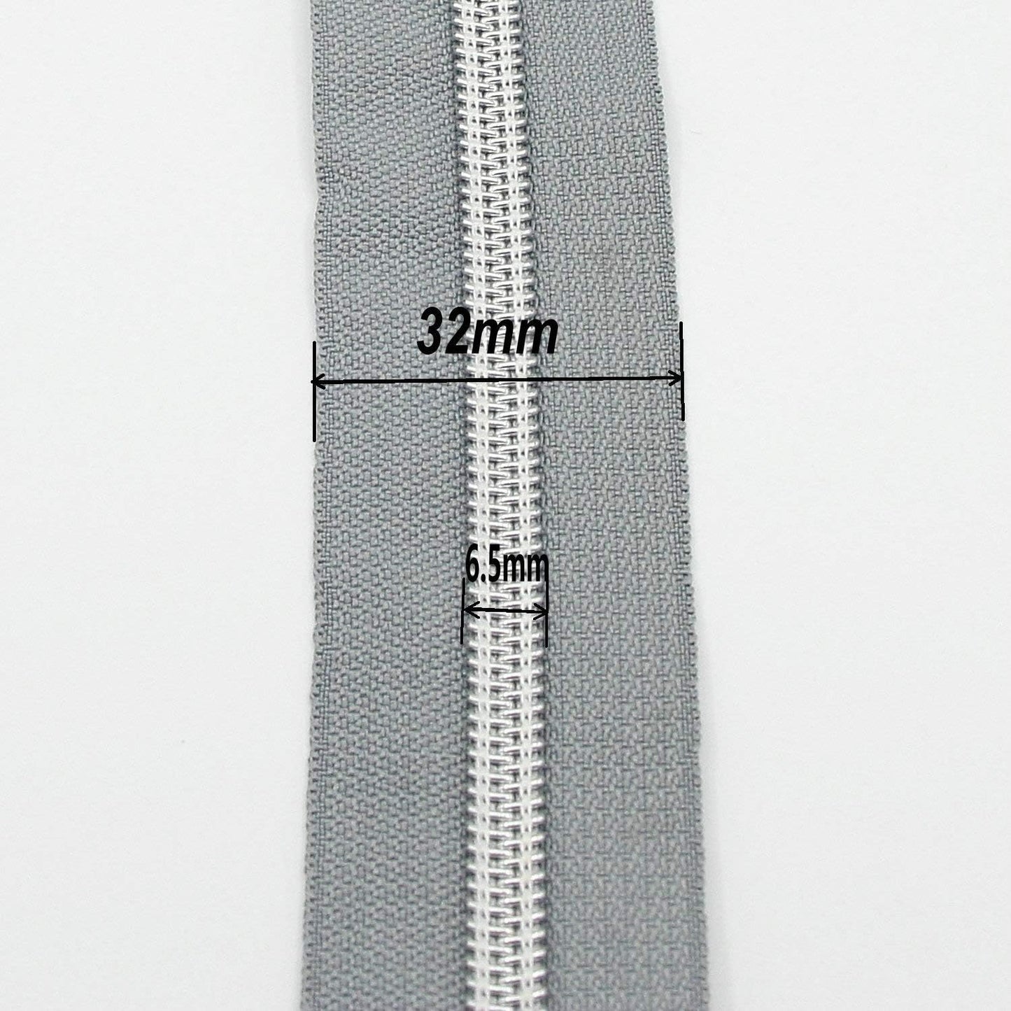 Leekayer #5 Metallic Silver Nylon Coil Zippers by The Yard Bulk 10 Yards Grey Tape with 25pcs Silver Sliders for DIY Sewing Tailor Craft Bag(Grey)