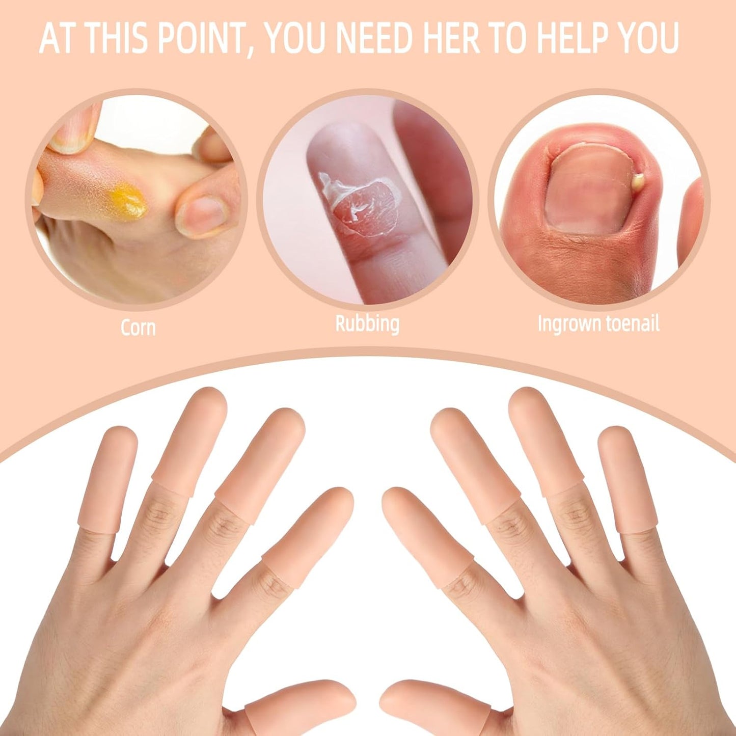 12PCS Gel Finger Cots Silicone Finger Protectors for Trigger Finger Relief Fingertip Covers for Cracked Skin Blisters Calluses Nude Medium Finger Sleeves with Long & Short Sizes