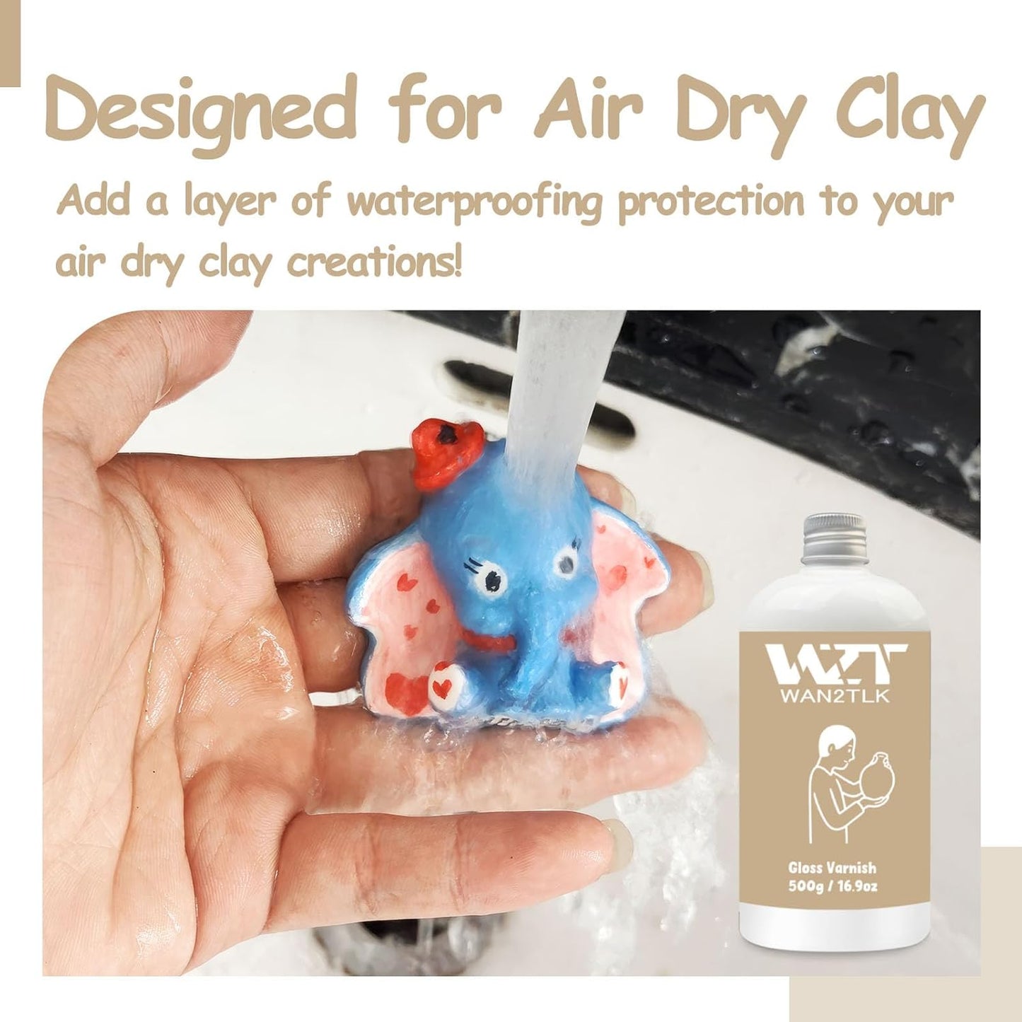 200ml Air Dry Clay Glaze, Clear Clay Varnish for Air Dry Clay Pottery, Waterproof and Scratch Resistant, Design for Air Dry Clay (Gloss Varnish)