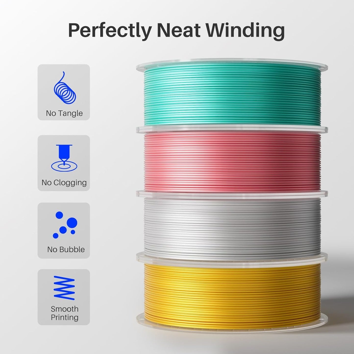ELEGOO Silk PLA Filament 1.75mm Dual Color Yellow Purple 1KG, Shiny 3D Printer Filament Dimensional Accuracy +/- 0.05mm, 1kg Spool(2.2lbs) Fits for Most FDM 3D Printers