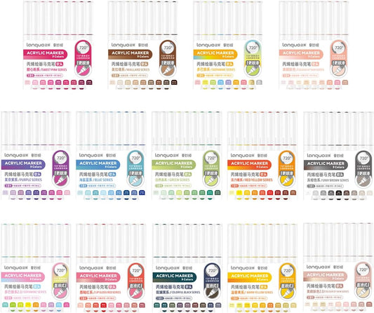 126 Colors Acrylic Paint Markers, Soft Brush Tip Acrylic Paint Pens for Paper, Rock Painting, Glass, Mugs, Fabric, Water Based Drawing Marker Set, Acrylic Painter Ink