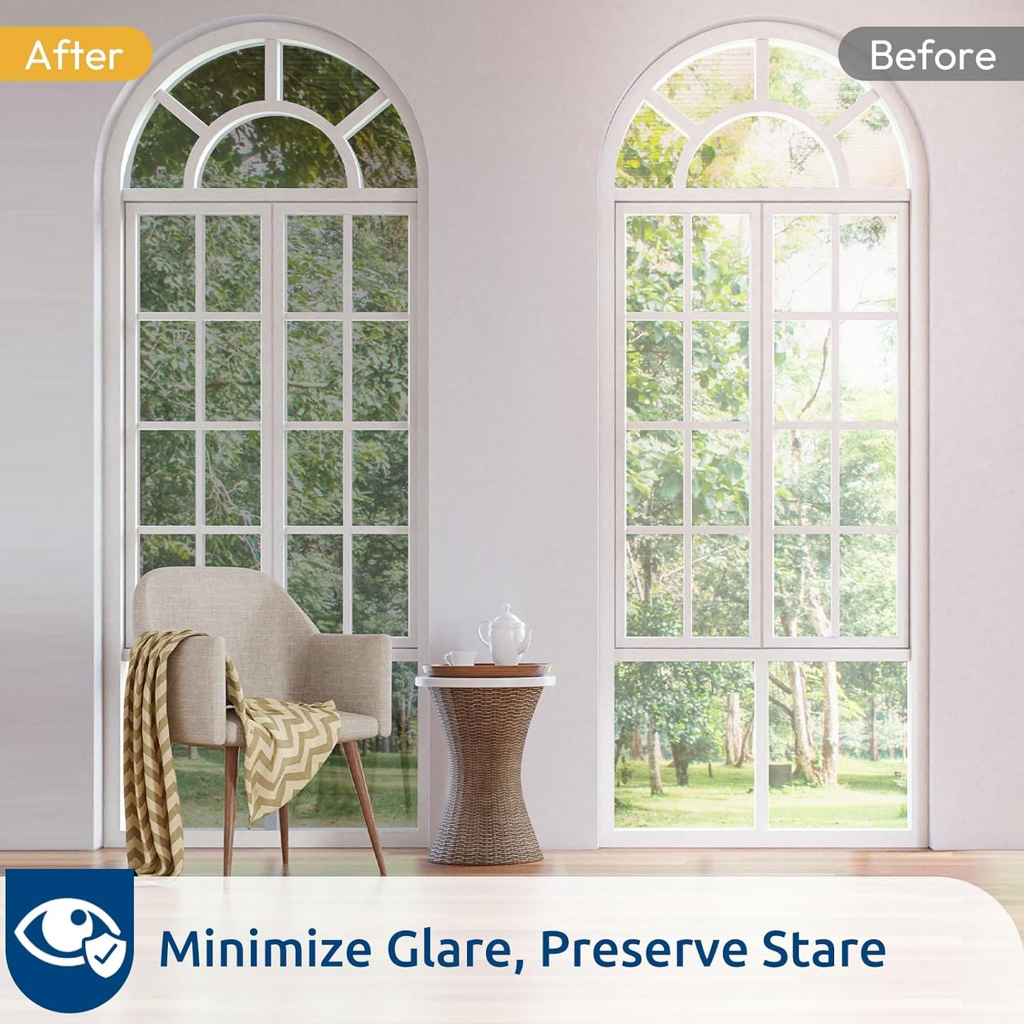 rabbitgoo Window Privacy Film One Way Window Tint for Home, Removable Reflective Heat Sun Blocking Anti UV Glass Door Covering, Mirror Tinting Film House Office, 35.4 in X 32.8 Feet, Silver