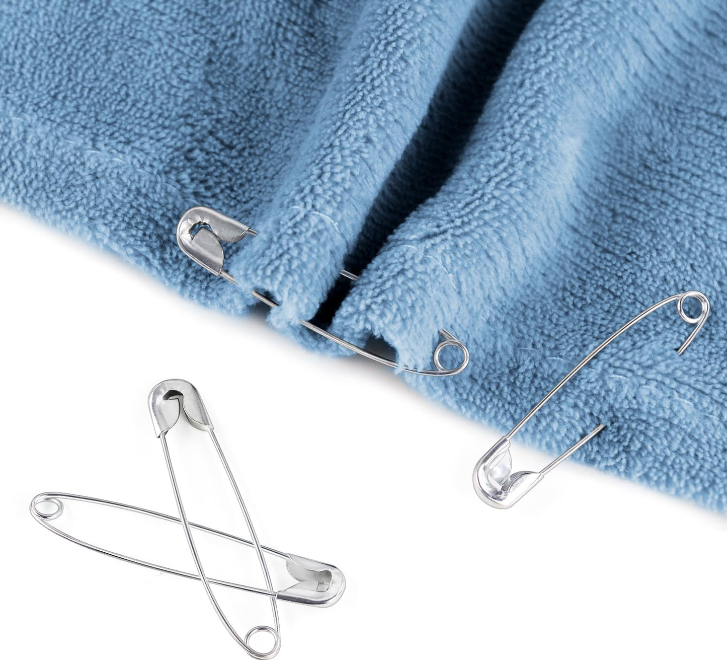 100 Pack Silver Safety Pins Assorted, Galvanized Steel Bulk Safety Pins for Sewing, Clothes, Arts & Craft (1.8 Inch / 45 mm)