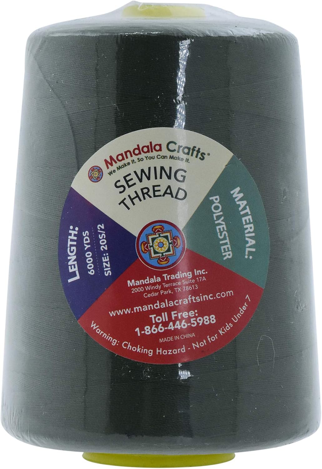 Mandala Crafts 4 Pack of Serger Threads Cones Spools - 20S/2 24000 Yards Polyester Olive Green Threads for Sergers Machine and Overlock Quilting Sewing Machine