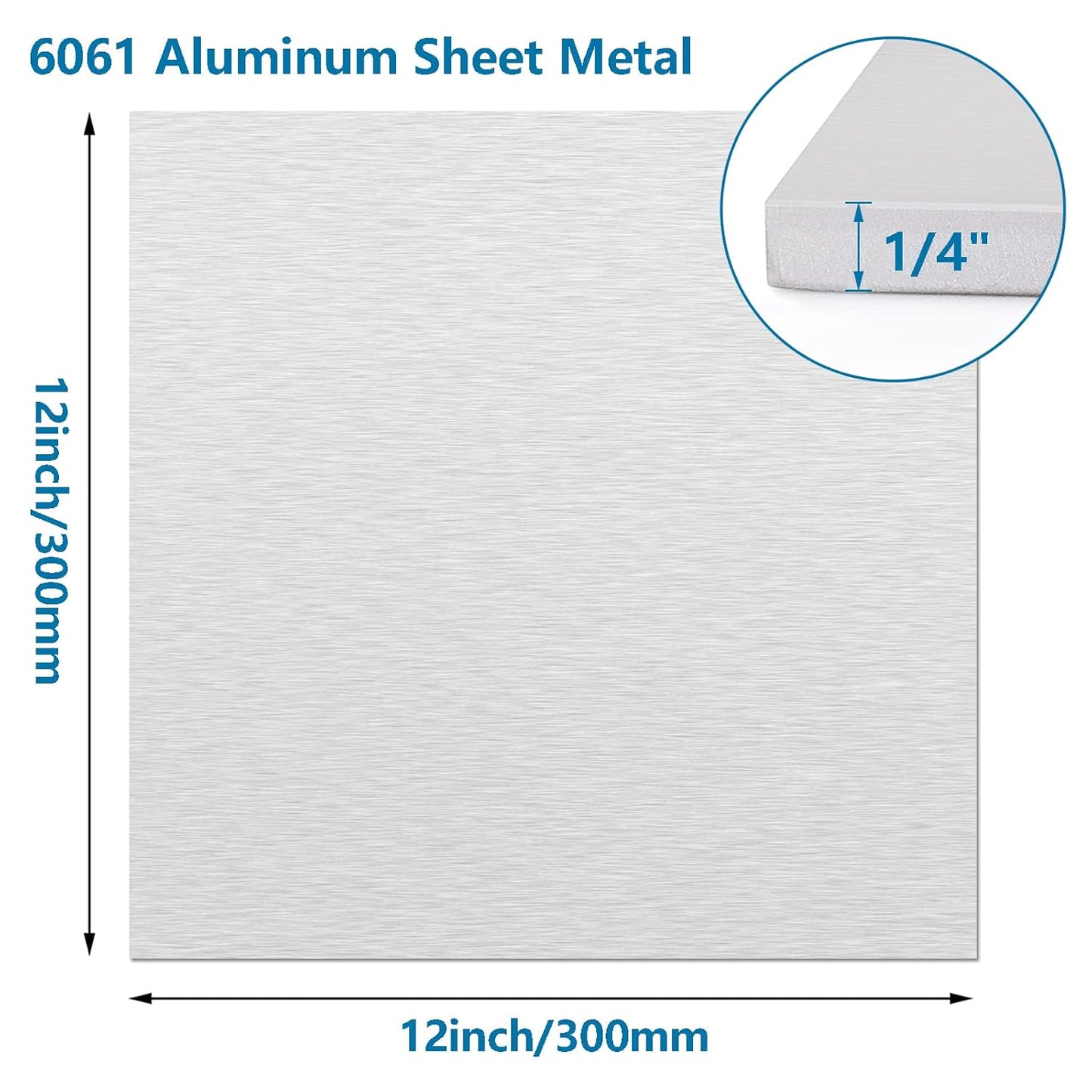 1/4Inch Thick Aluminum Sheets & Plates, 12” x 12”Heavy Duty Aluminum Plates with Protective Film, 6061 Flat Plain Panel Plate Solid Metal Sheet Plate for Crafting Structural Framing Base Plate