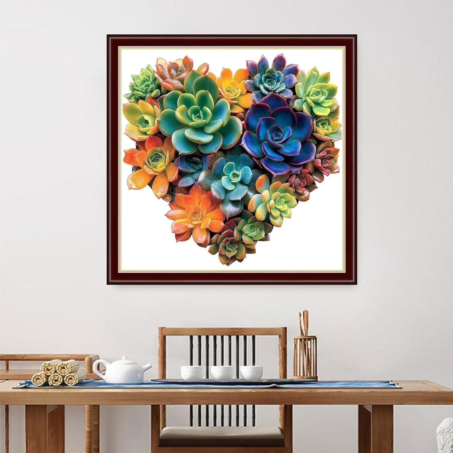 Dimensean Stamped Cross Stitch Kits Full Range of Embroidery Patterns Starter Kits for Beginners Adult or Kids DIY Cross Stitches Needlepoint Kits 11CT-Love Succulent Plants 18x18 inch