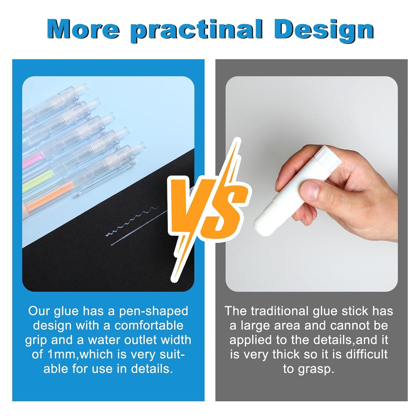 6 Pcs Glue Stick Pens for Crafting, Easy Precise Control Fine Tip, Quick Dry Paper Craft Glue for Card Making