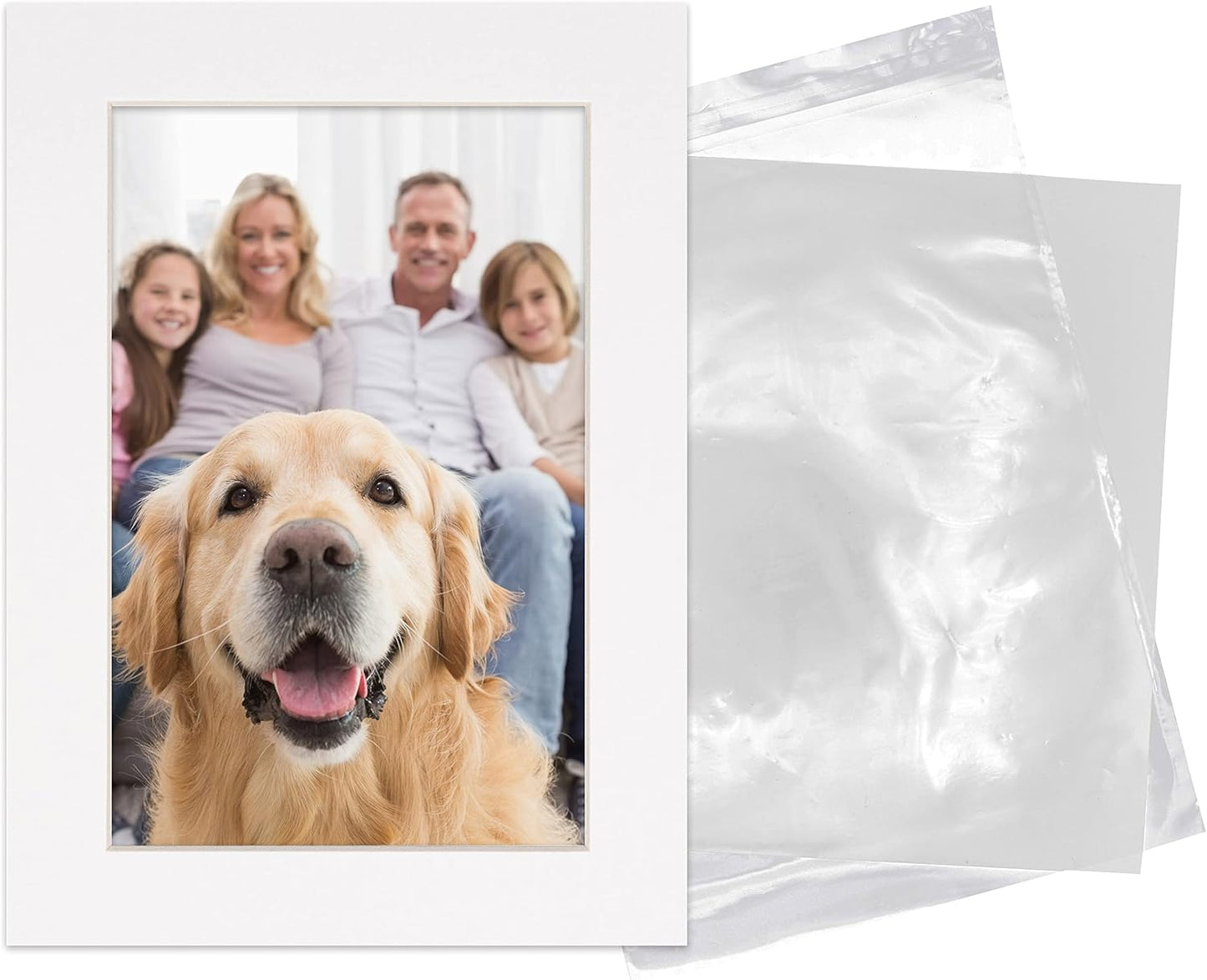 5x7 Mat for 8.5x11 Frame - Precut Mat Board Acid-Free Show Kit with Backing Board, and Clear Bags White 5x7 Photo Matte Made to Fit a 8.5x11 Picture Frame Matboard for Framing, Pack of 1 Mat
