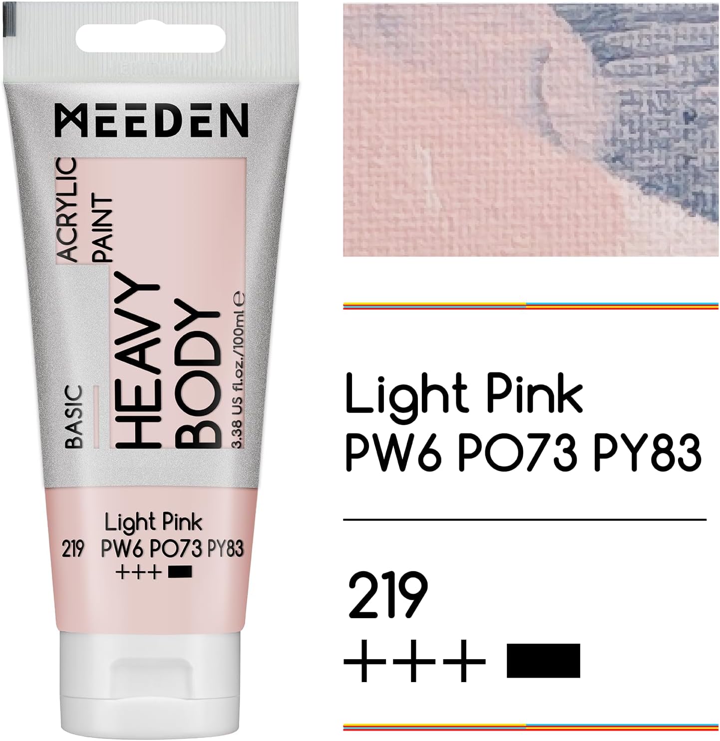 MEEDEN Acrylic Paint Light Pink: Bundled with Titanium White Color - 100ml/3.38oz x 2 Heavy Body Acrylic Paint Tubes for Art Craft Painting