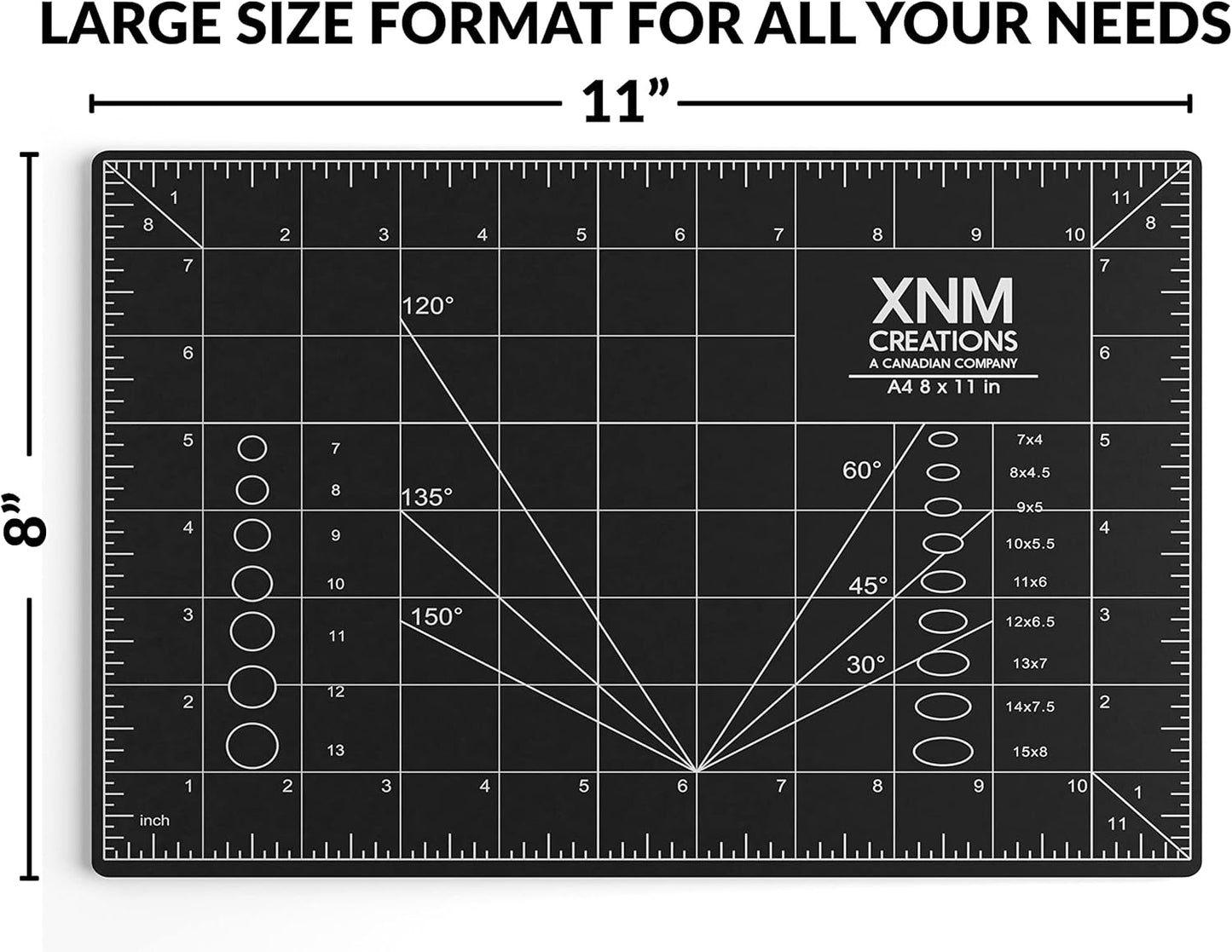 XNM Premium Self Healing Cutting Mat - 8 Inches by 11 inches - A4, 3 Layer Quality PVC Construction - Dual Sided, Imperial and Metric Grid Lines - Perfect for Cutting, Sewing, and Crafts
