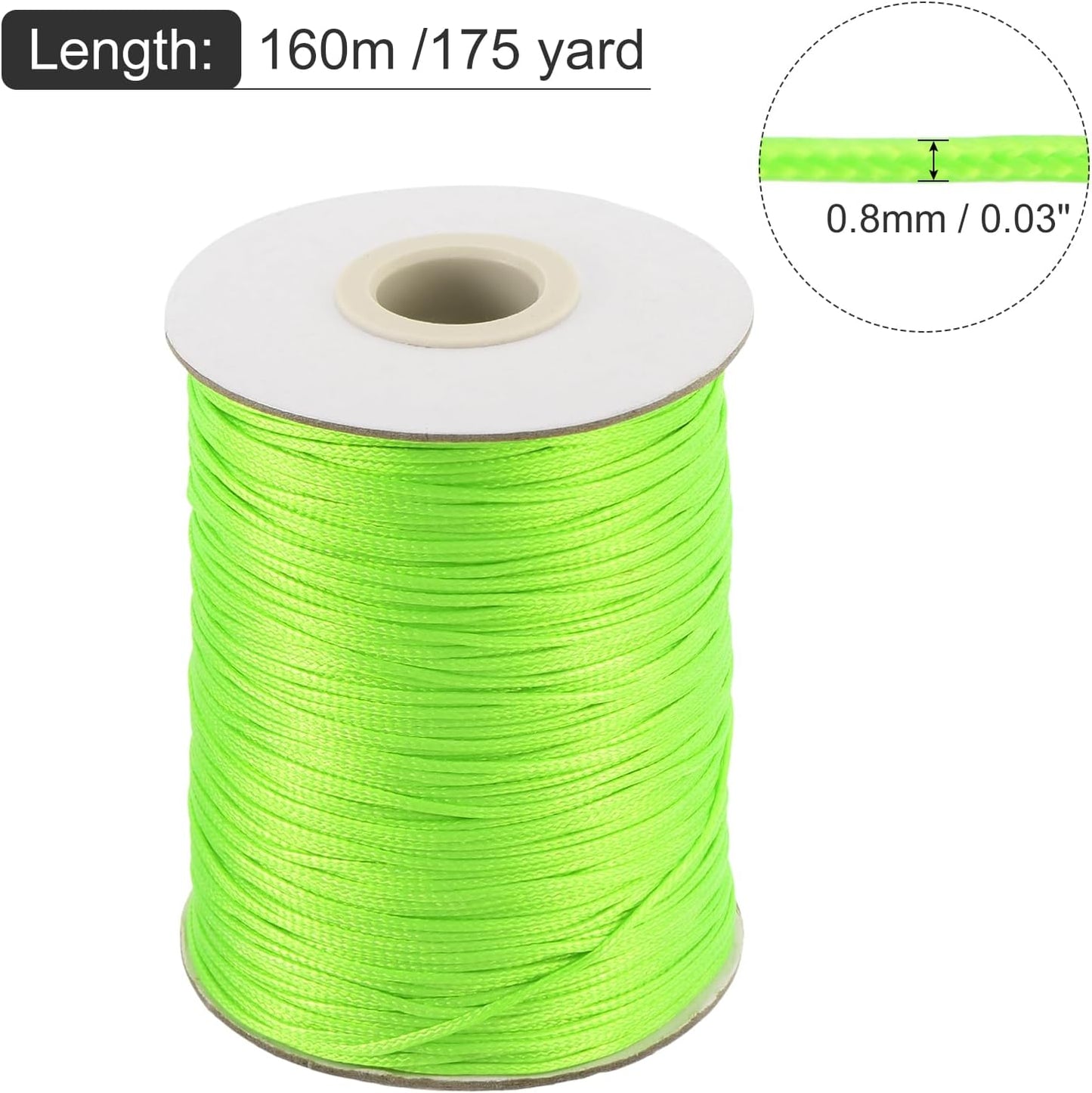 MECCANIXITY Waxed Cord 0.8mm Waxed Polyester Cord 175 Yard Wax String for Bracelet Making,Necklaces, Beading,Jewelry Making and DIY Crafts(Green)