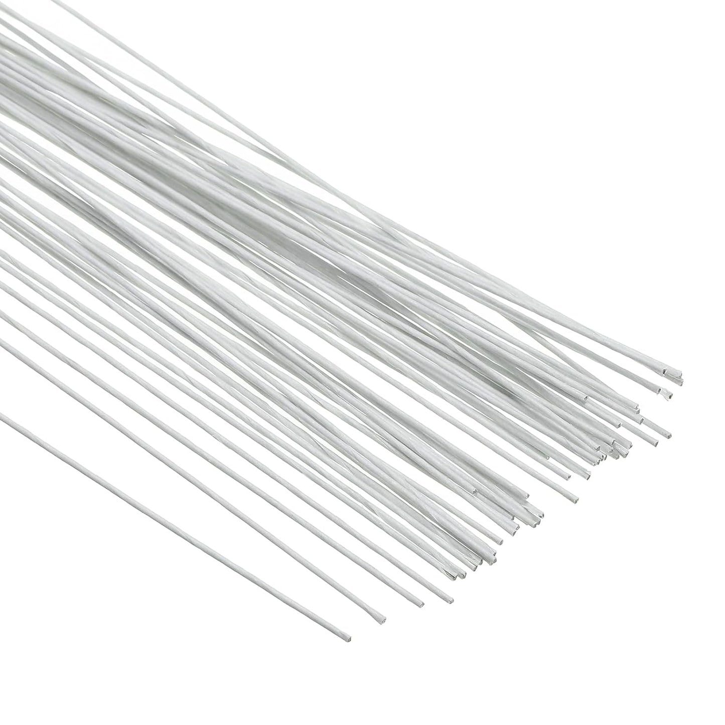 PATIKIL 22 Gauge 16" Floral Stem Wire, 100 Pcs Paper Wrapped Iron Artificial Flower Stem Accessories for DIY Bouquet Stem and Craft Decoration, White