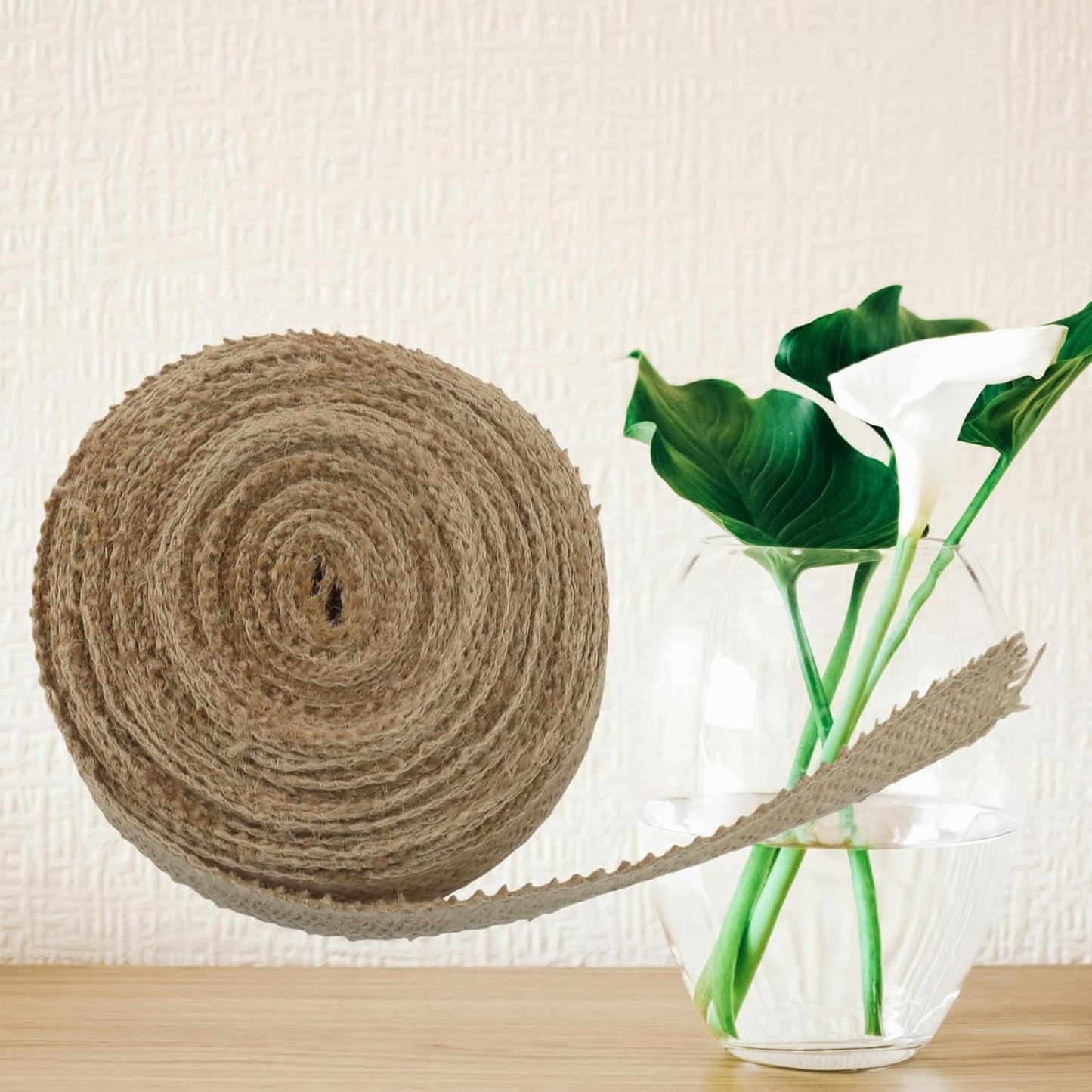 1" Wide Natural Burlap Fabric Roll - 10 Yards Jute Ribbon for Gift Wrapping, Wedding Decorations, Rustic Crafts, Wreaths & Home Decoration (2.5cm Wide)