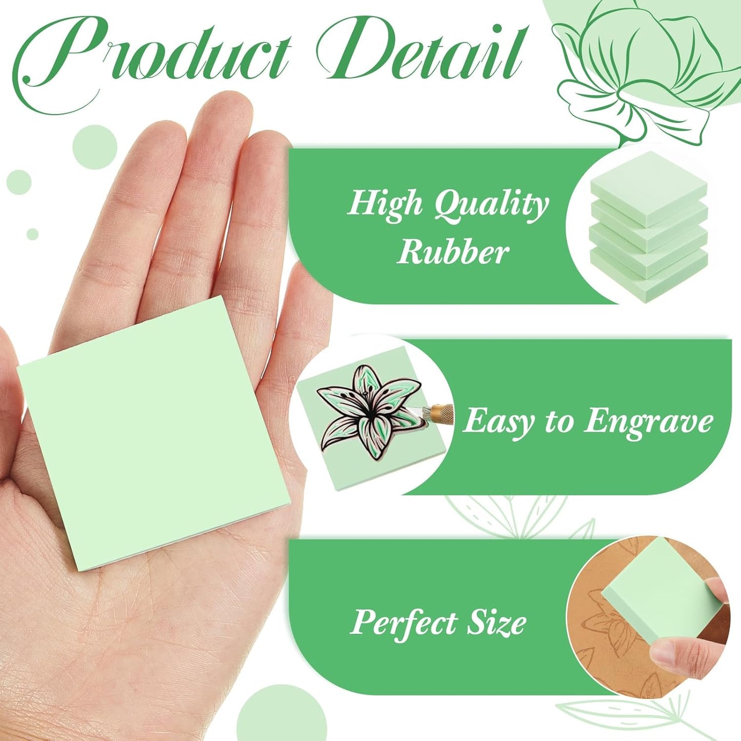 Frienda 24 Pcs 2" x 2" Rubber Carving Blocks Linoleum Blocks for Printmaking, Stamp Making, DIY Crafting, Scrapbook, Painting, Soft and Easy to Carve (Mint Green)