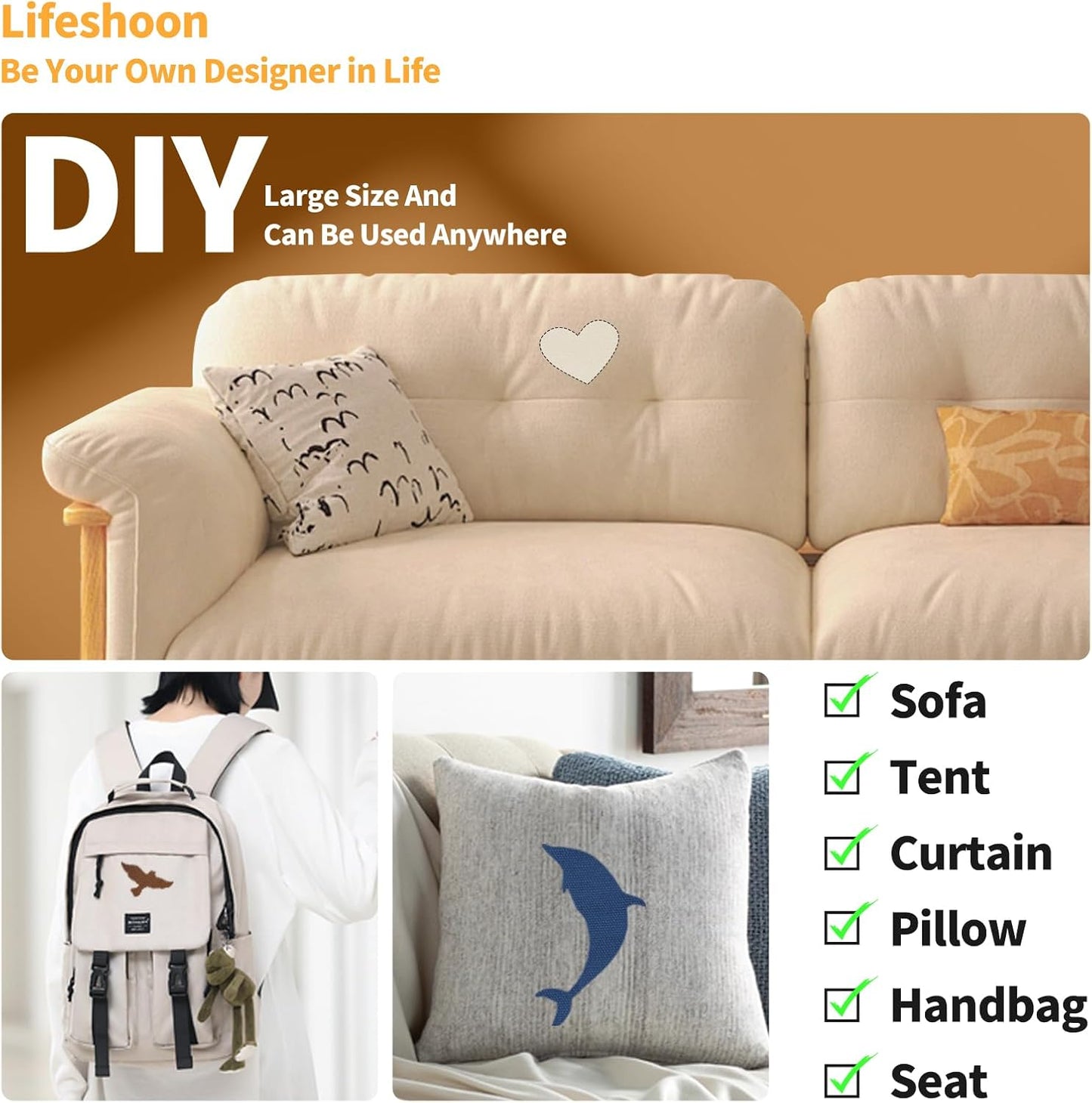 Fabric Repair Patches, 35X79 Inch Canvas Self-Adhesive Fabric Patches Tape Durable, DIY Large Canvas Repair for Sofa, Couches, Furniture, Chair, Clothing （35X79 Inch, Beige）