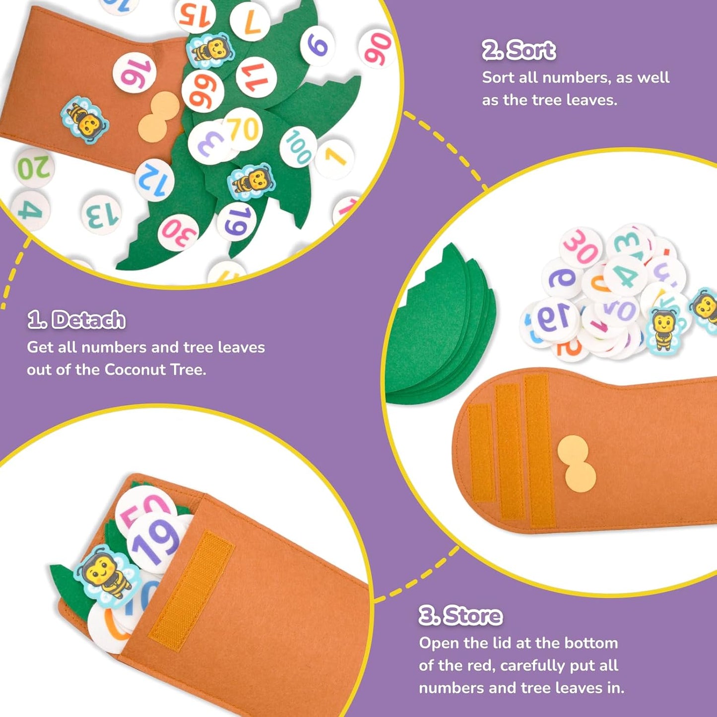 CHEFAN Tree and Numbers Props from The Childhood Favorite Book, Felt Numbers and Letters