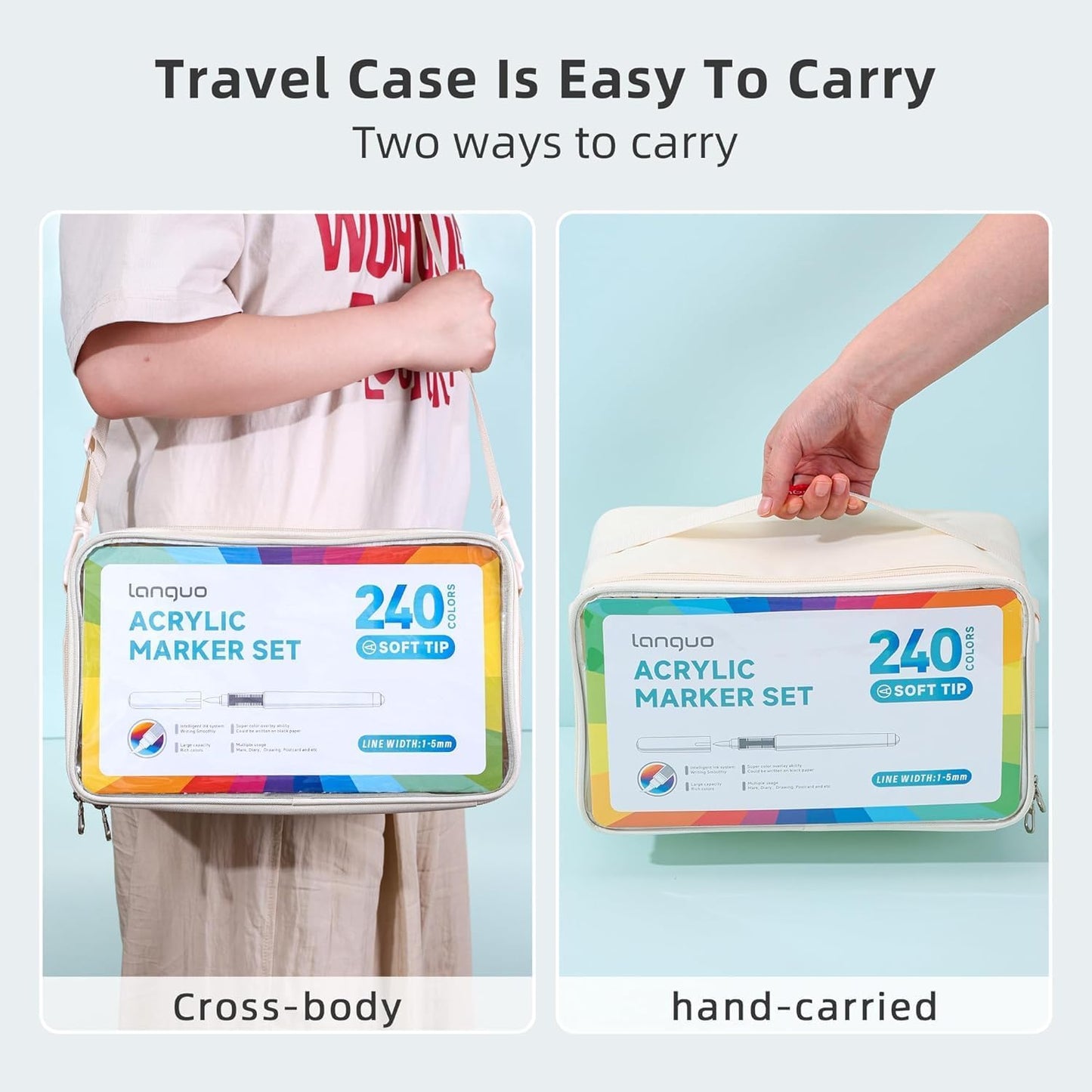 240 Color Acrylic Paint Markers Set – Brush Tips, Quick Dry Permanent Markers for Rock, Egg, Wood, Fabric, Glass, DIY Crafts, Waterproof Fabric Paint Markers for Adult Coloring Books No Bleeding