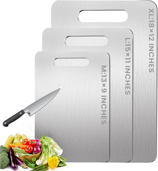 100% Pure Titanium Cutting Board - 18x12 Inch Non-Slip Kitchen Chopping Board, Dishwasher Safe, Scratch Resistant, Easy to Clean, Durable & Hygienic for Meat, Vegetables, and Fruits