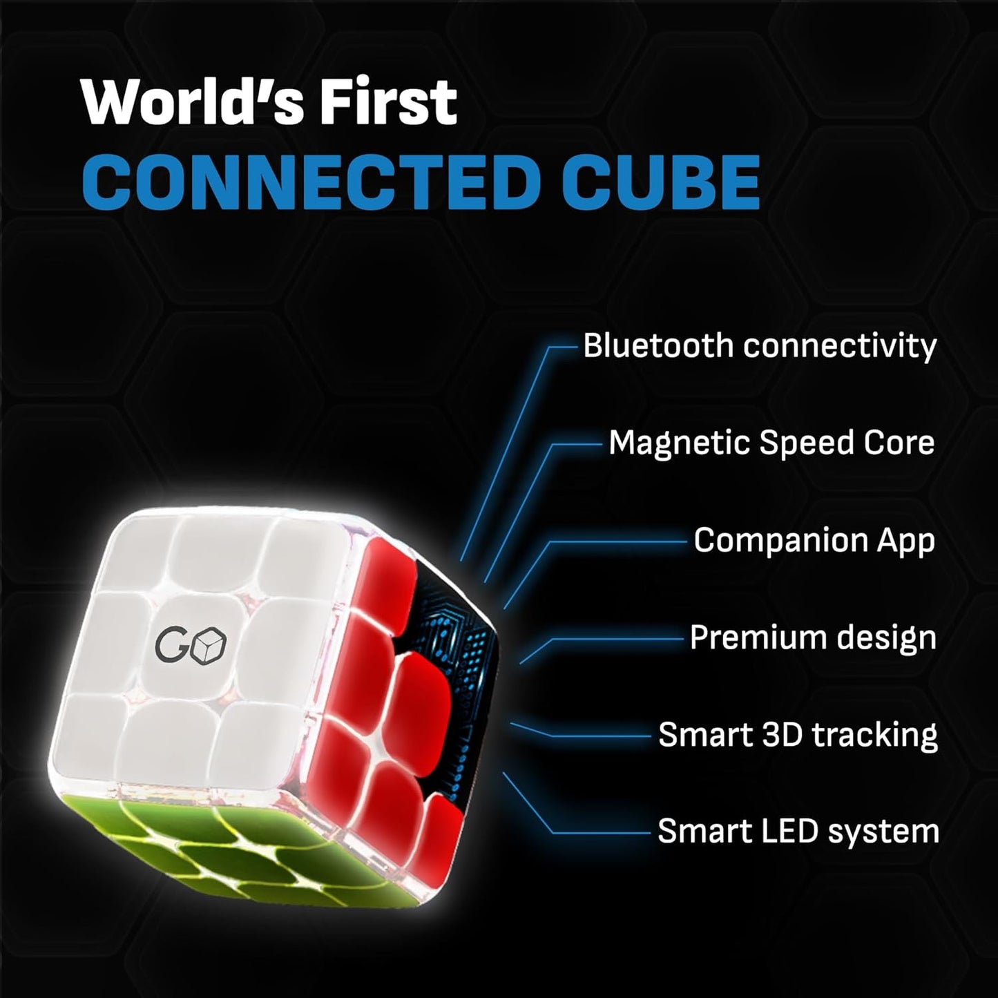 GoCube Edge, The Connected Electronic Bluetooth Cube - Award-Winning 3x3 Magnetic Speed Cube - App Enabled Interactive Smart Cube - Best Gift for Kids & Adults - STEM Brain Teaser Puzzles - Free App