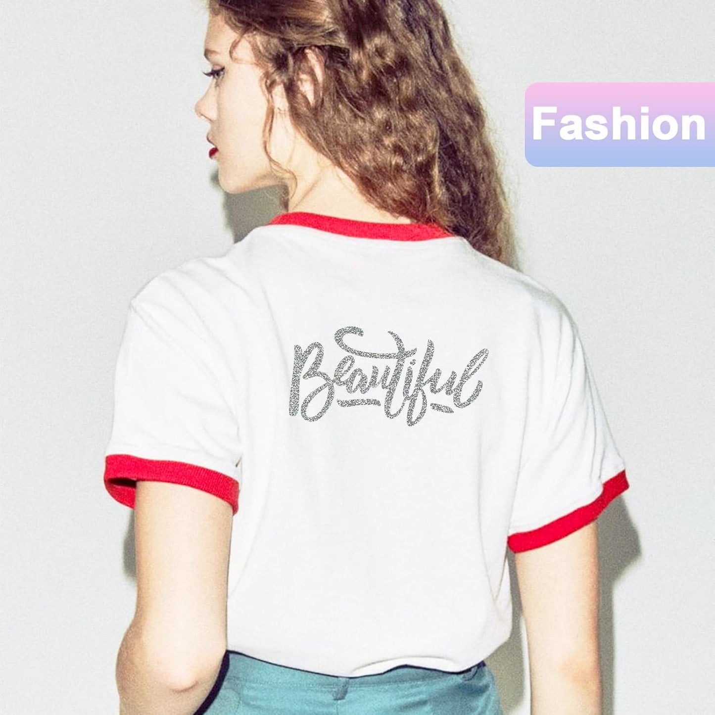 ASIMEROD Silver Glitter Heat Transfer Vinyl Rolls- 12" x 10ft. Silver Glitter Iron on Vinyl for DIY T-Shirts, Glitter for All Cutters, Heat Transfer Vinyl