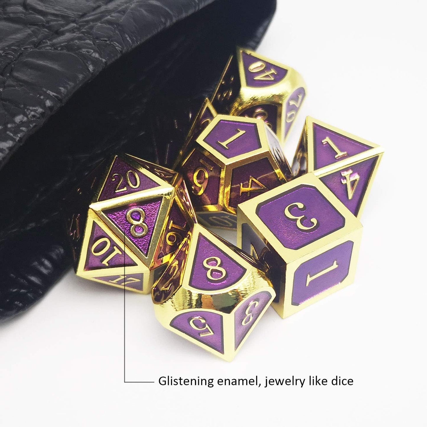 Haxtec D&D Metal Dice Set Gold Purple DND Dice Compatible with Dungeons and Dragons Gifts RPG Roleplaying Dice