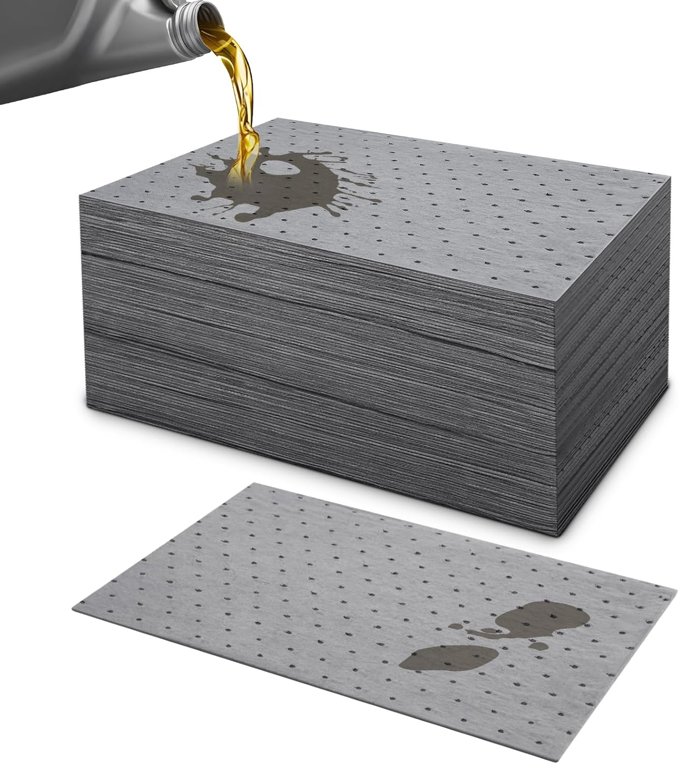 120Pcs 9.8 x 13 Inch Oil Absorbent Pads Oil Mat Water Absorbent Mat Oil Spill Mat for Absorbing Protecting Home Garage Basement Weight Dimpled Pad Replacement Automotive Accessories