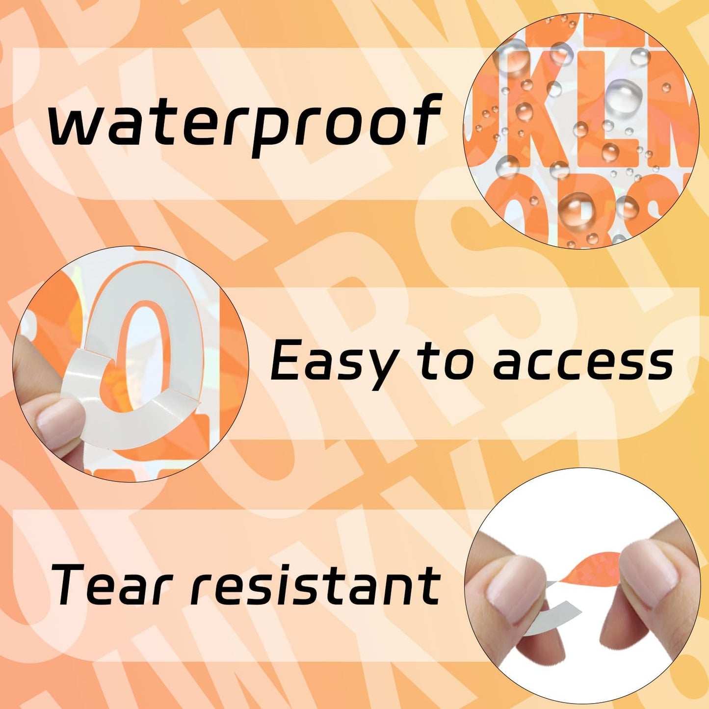 Starboling Letter Stickers,2 inch 8 Sheets Orange Alphabet Sticker,Self Adhesive Vinyl Letter Stickers Mailbox Numbers,for Arts Crafts Outdoor Sign Poster Mailbox Sign Doors Mailboxes Car Truck