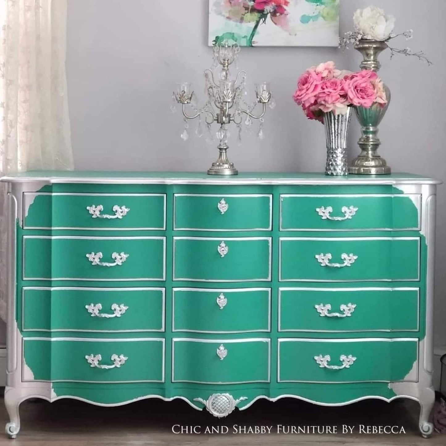 Dixie Belle Paint Company Chalk Finish Furniture Paint - Mermaid Tail (4oz) - Matte Aqua Green Chic Chalk Mineral DIY Furniture Paint