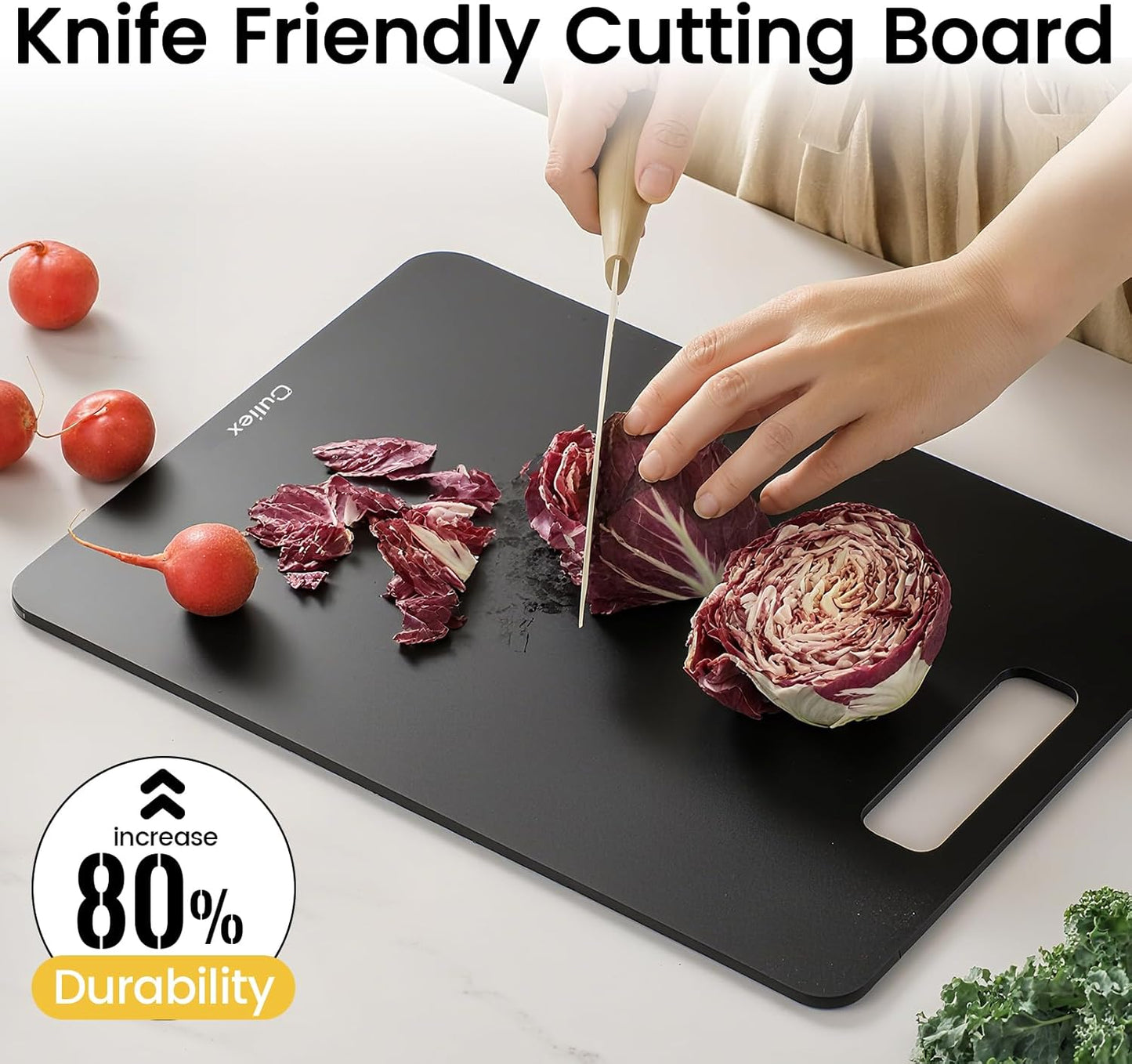Cutting Boards for Kitchen [Set of 2], Wood Fiber Composite Cutting Board, Dishwasher Safe, Non Slip Non Toxic Chopping Board for Meat Vegetables Fruit Cheese - Black