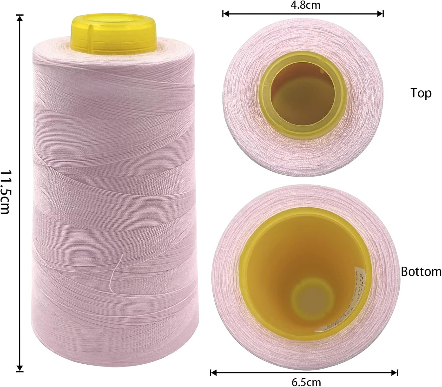 Tortoise 4 Cones of 3000 Yards Each Spool Thread for All Purpose, Serger, Overlock, Quilting, Sewing Machine - 100% Polyester, Light Pink