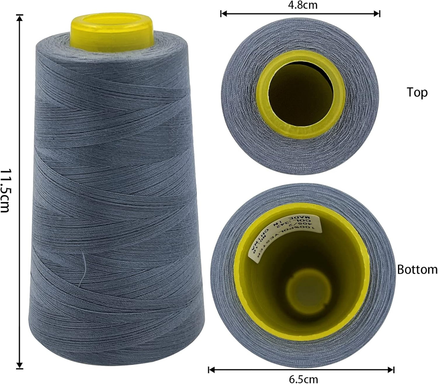 Tortoise 4 Cones of 3000 Yards Each Spool Thread for All Purpose, Quilting, Serger, Overlock Sewing Machines - 100% Polyester - Mid-Grey