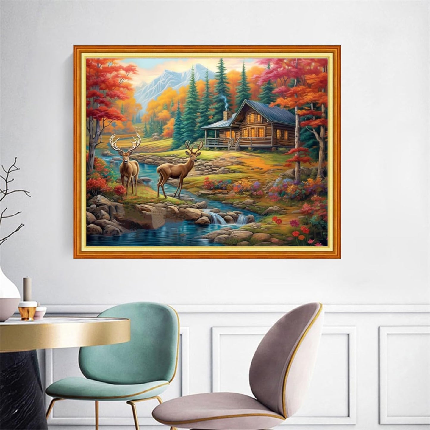 Joyhoor Cross Stitch Kits for Beginners Stamped Cross-Stitch Supplies Needlework preprint Embroidery Kits for Adults DIY Needlepoint Kits Embroidery Patterns 11CT-Hut elk 16x20 inchs