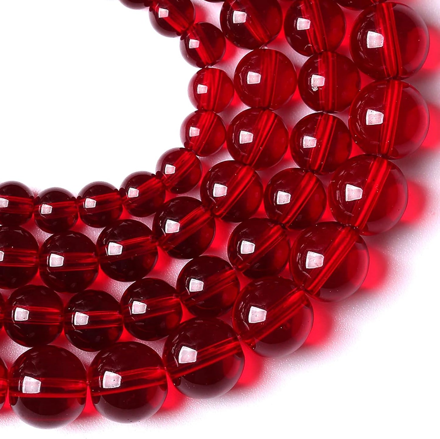 6mm Garnet Red Glass Crystal Beads Smooth Round Stone Beads with Energy Power for DIY Jewlery Bracelets Making 120pcs 2 Strands 32"