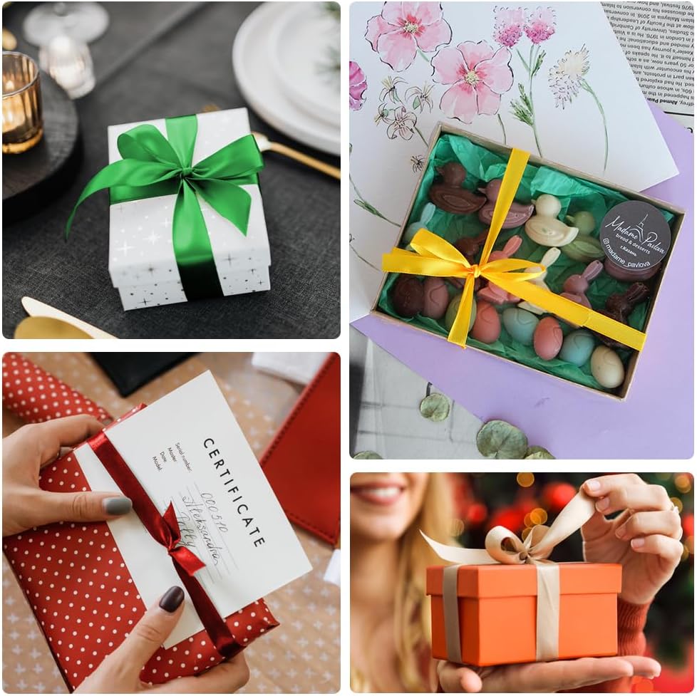 KMER LIFE 1-1/2" Wide x 50 Yards Green Single Faced Polyester Satin Ribbon for Wedding Decor, Wreath, Crafts, Gift Wrapping & Other Projects