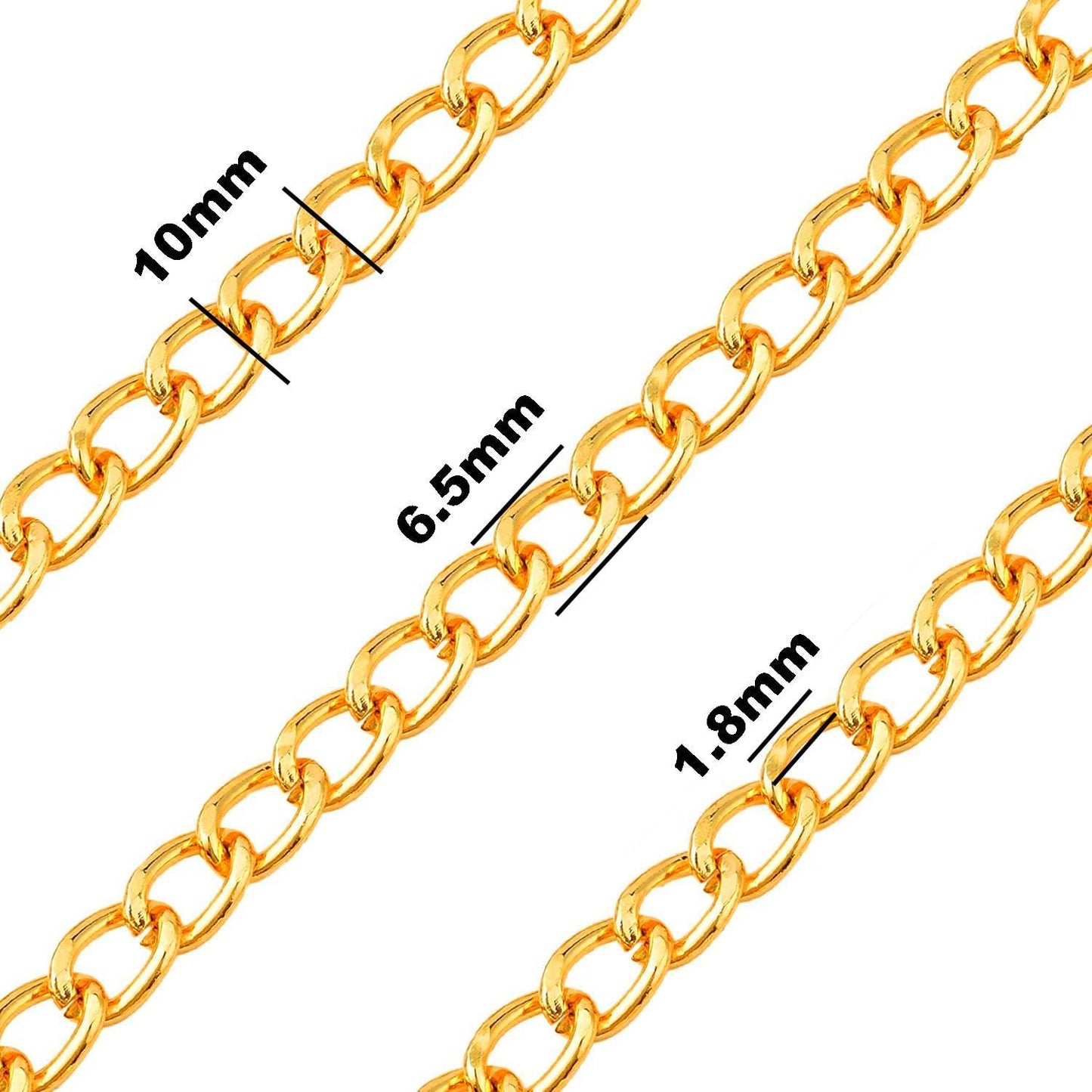 Jishi 16ft Aluminium Curb Chain Roll, Thick Twisted Chain Links, Gold Plated Metal Craft Chain Curb Link Chain Spool for Jewelry Making Necklace Bracelet DIY Crafts, Jewelry Making Findings Supplies