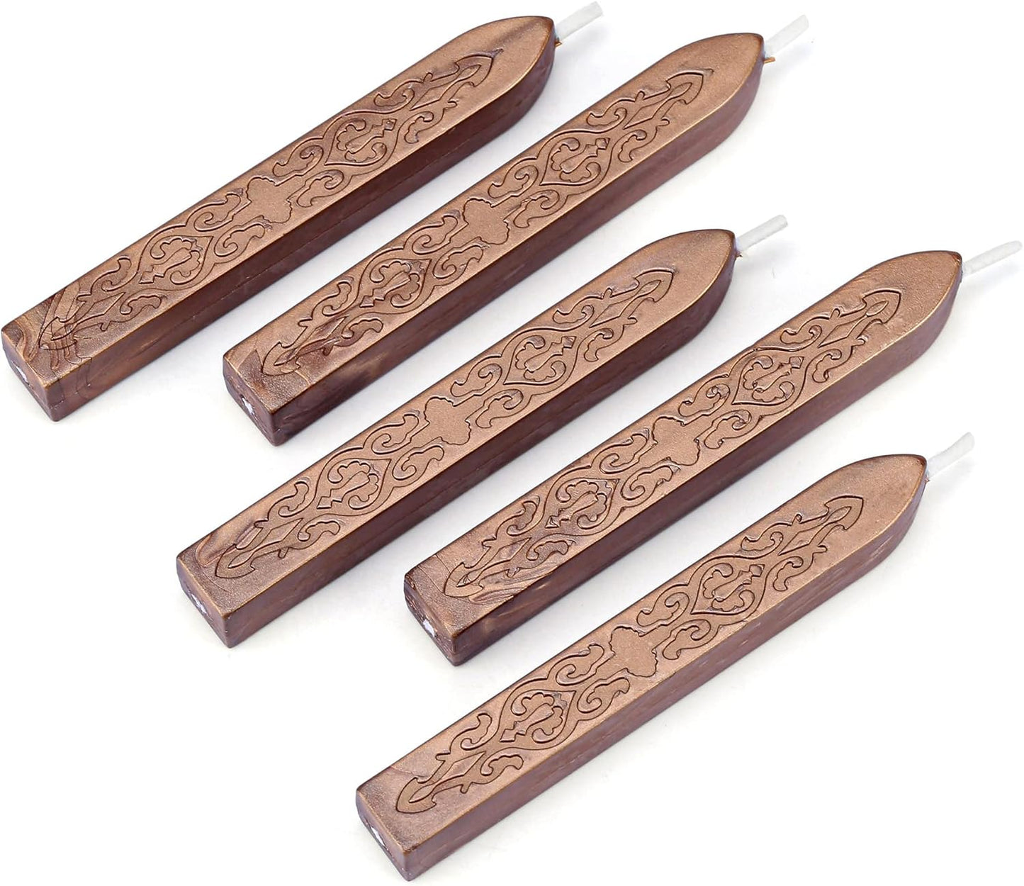 Yoption 5 Pieces Sealing Wax Sticks, Antique Bronze Gold Totem Fire Manuscript Wax Seal Sticks with Wicks for Wax Seal Stamp (Antique Bronze Gold)