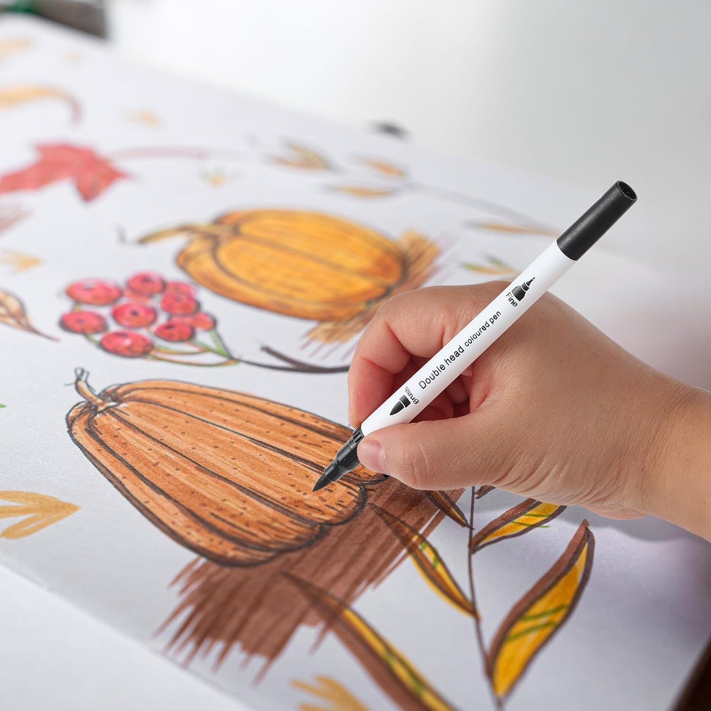 100 Colors Dual Brush Markers for Adult Kids Coloring Books, Water-Based Ink Art Marker Pens Set with Fine & Brush Tips for Bullet Journaling, Drawing, Hand Lettering, Sketching