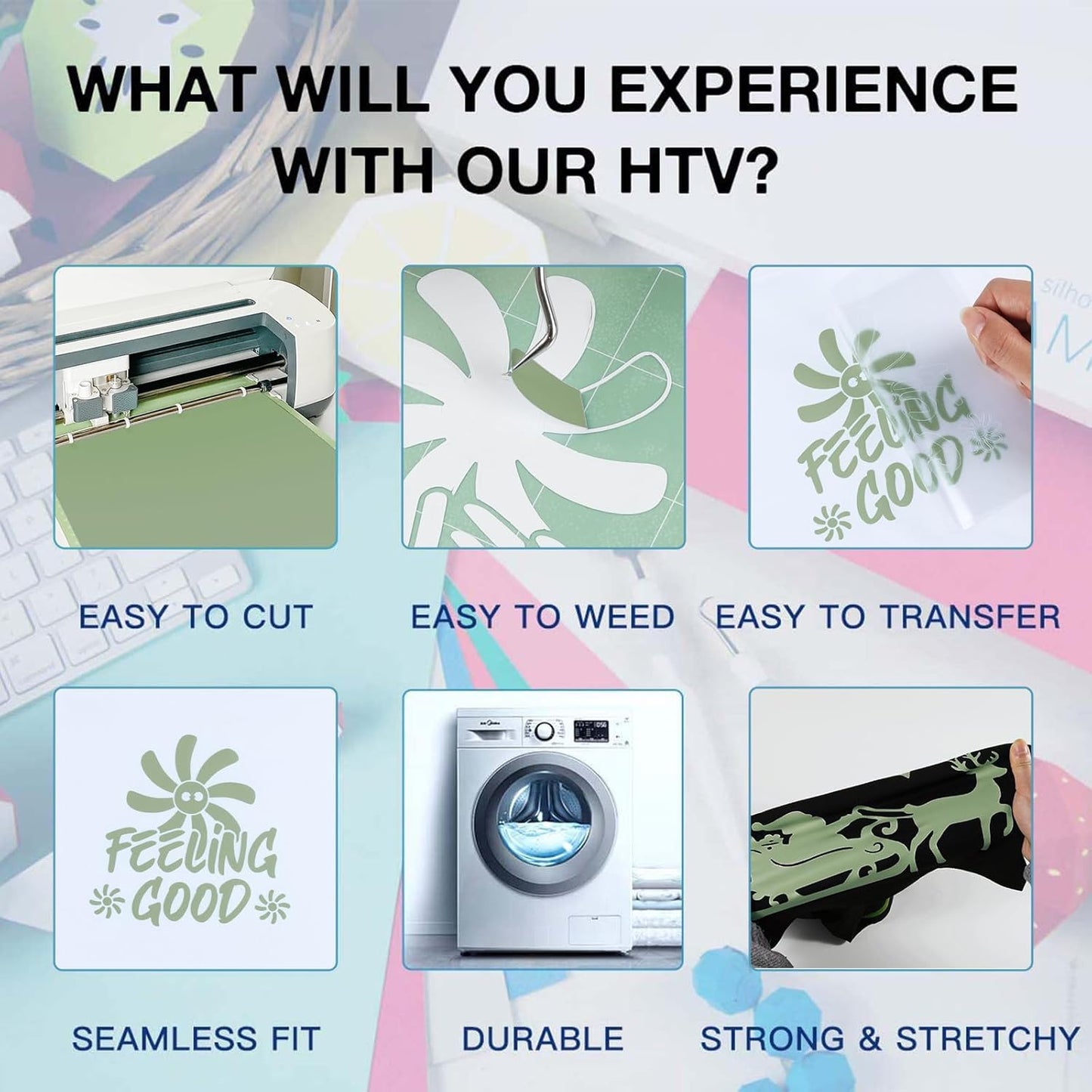 HTVRONT Heat Transfer Vinyl Roll - 12" x 8ft Green HTV Vinyl for Shirts, Iron on Vinyl Compatible with Cricut Cutting Machine - Easy to Cut & Weed for Heat Transfer Design (Khaki Green)