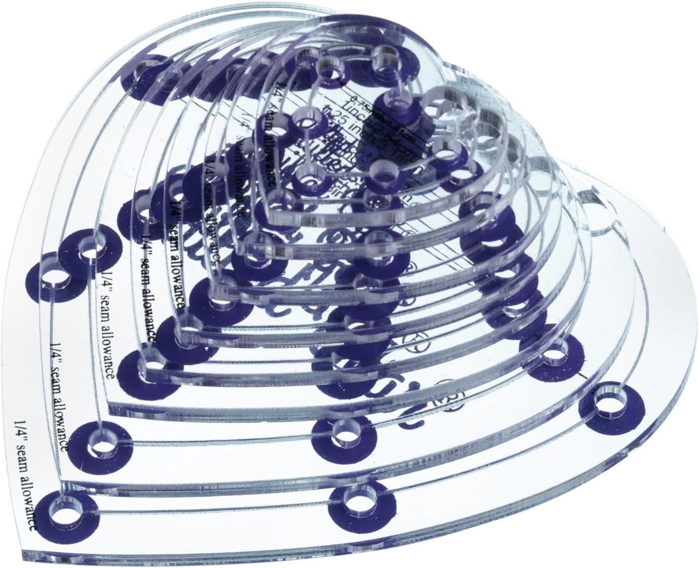 The Quilted Bear Heart Quilting Templates – 8 Clear Non-Slip Acrylic Quilt Templates for Precise Fabric Cutting & Stress-Free Machine Quilting - Ideal for Quilt & Sewing Supplies (¾–3")