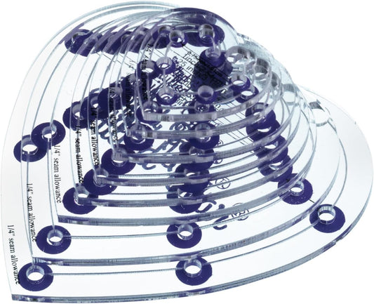 The Quilted Bear Heart Quilting Templates – 8 Clear Non-Slip Acrylic Quilt Templates for Precise Fabric Cutting & Stress-Free Machine Quilting - Ideal for Quilt & Sewing Supplies (¾–3")