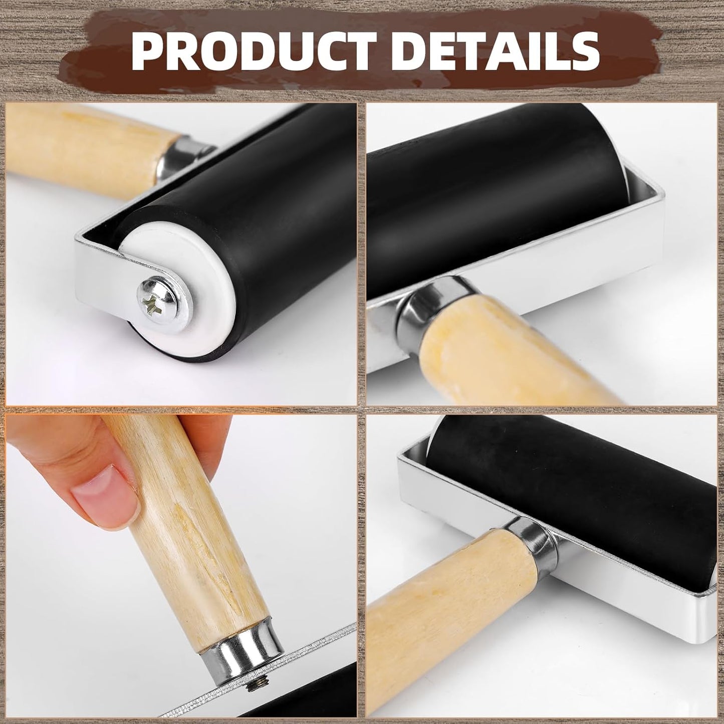 9 Pack Rubber Brayer Roller 1.4/2.4/4 Inch Art Craft Roller Hard Rubber Brayer Rollers for Gluing Printing Printmaking in Application Wallpapers Stamping Oil Painting Scrapbooks