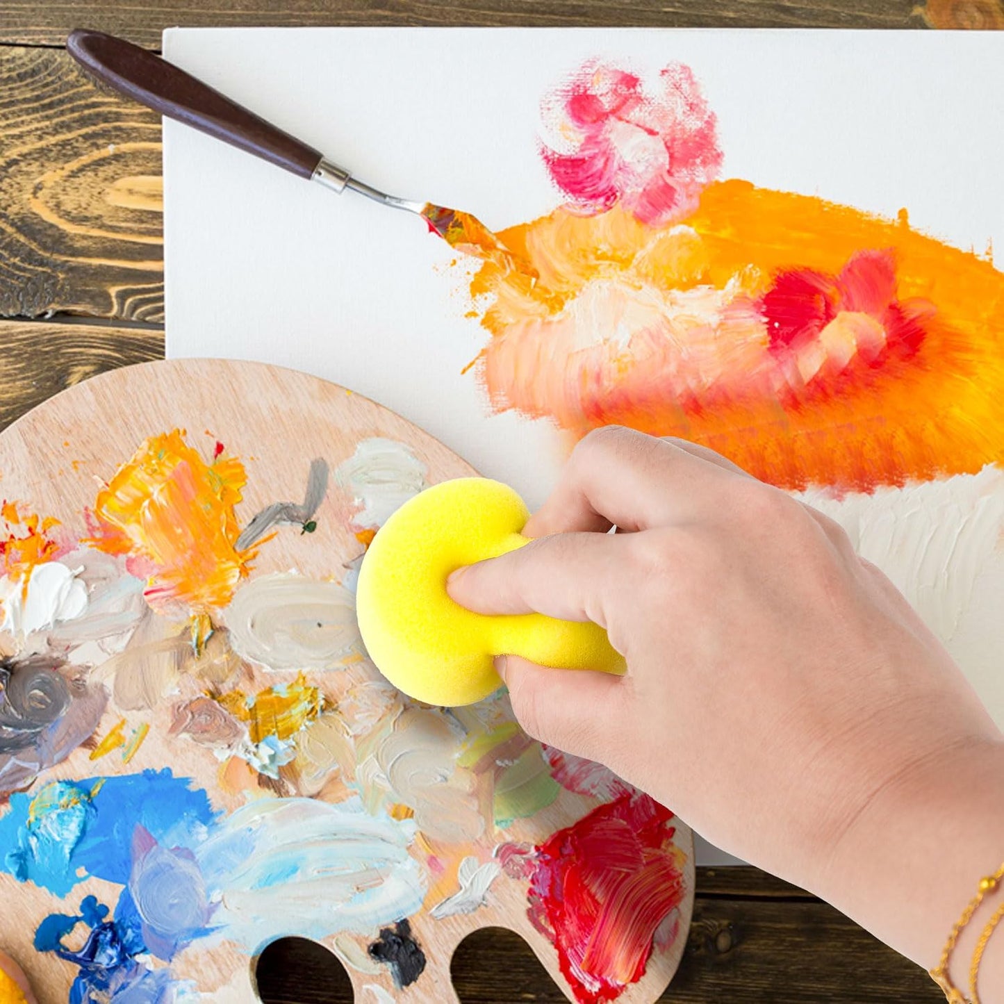 27 Pack Round Painting Sponge, 2.9 Inch Pottery Sponges, Yellow Synthetic Artist Sponges, Clay Sponge for Art Crafts, Pottery Making, Ceramic Decoration, DIY Projects and Daily Use