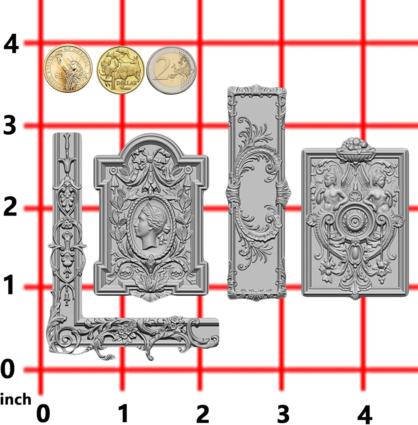 Art Mold for Polyclay Air Dry Clay Plaster, Frame and Plaque