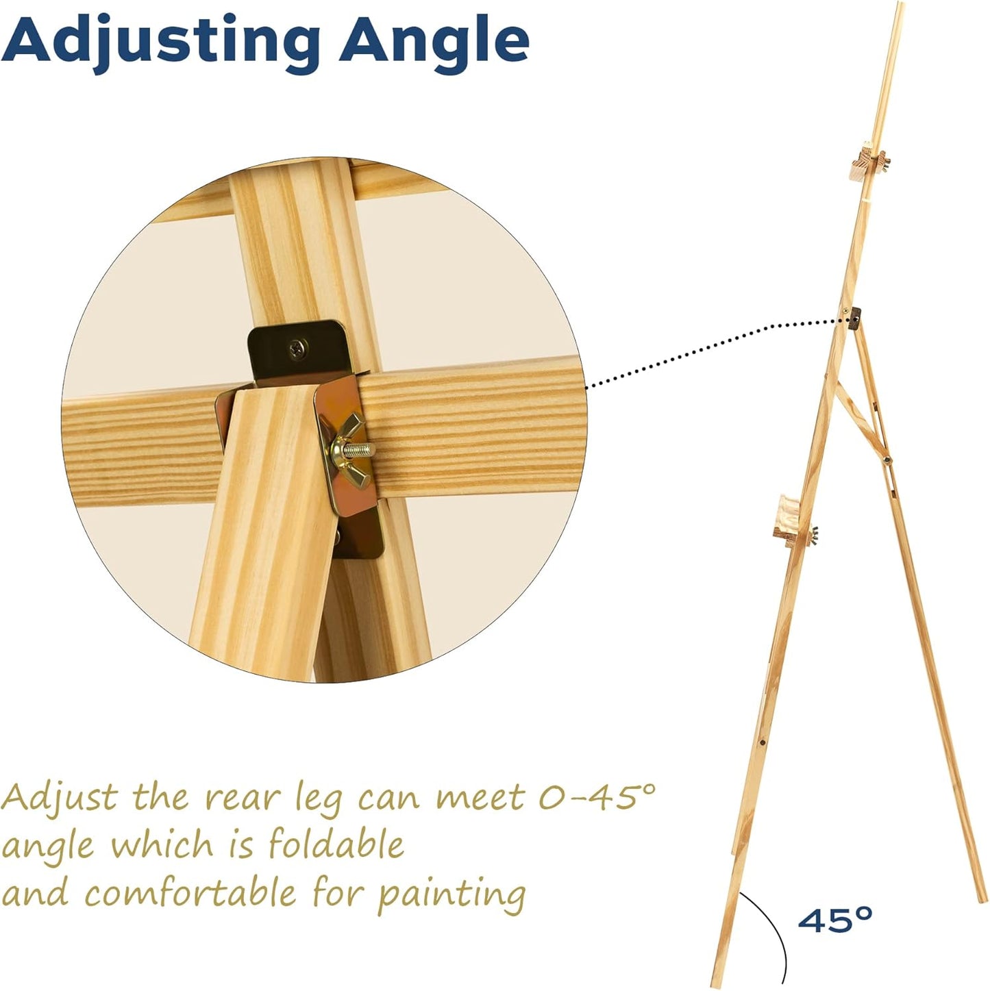 Wooden Easel Stand for Painting, 45" Adjustable Height Folding Art Easel for Canvas, Drawing, Wedding Signs & Posters, Ideal for Adults, Artists, Beginners, Students & Kids