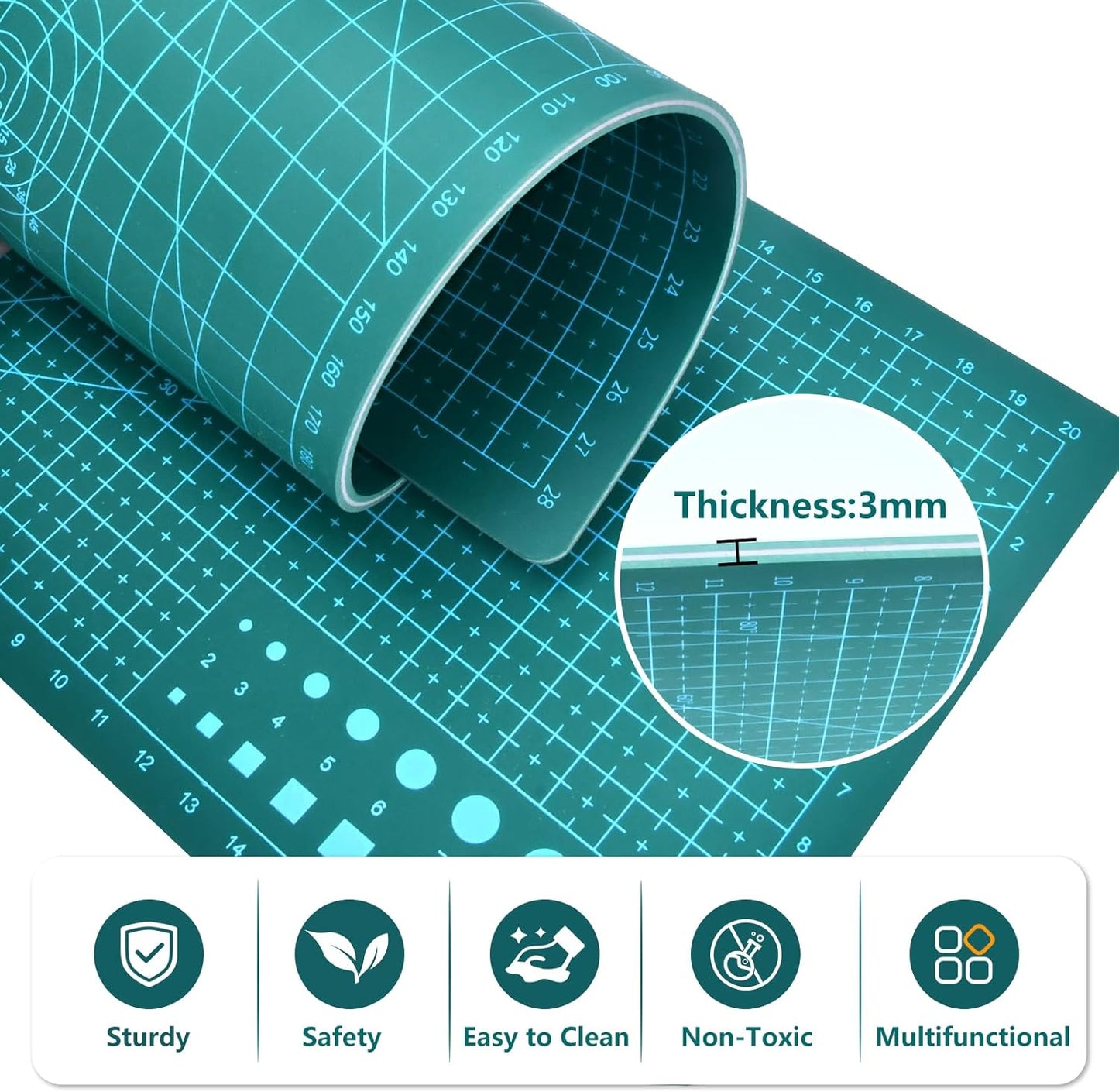 Cutting Mat 8in6in Self Healing Cutting Mat Size Double Sided 5-Ply Rotary Sewing mat for Crafts Fabric Quilting Hobby Art Clay Precision Scrapbooking Project, A5 Multiple Colors 6PCS