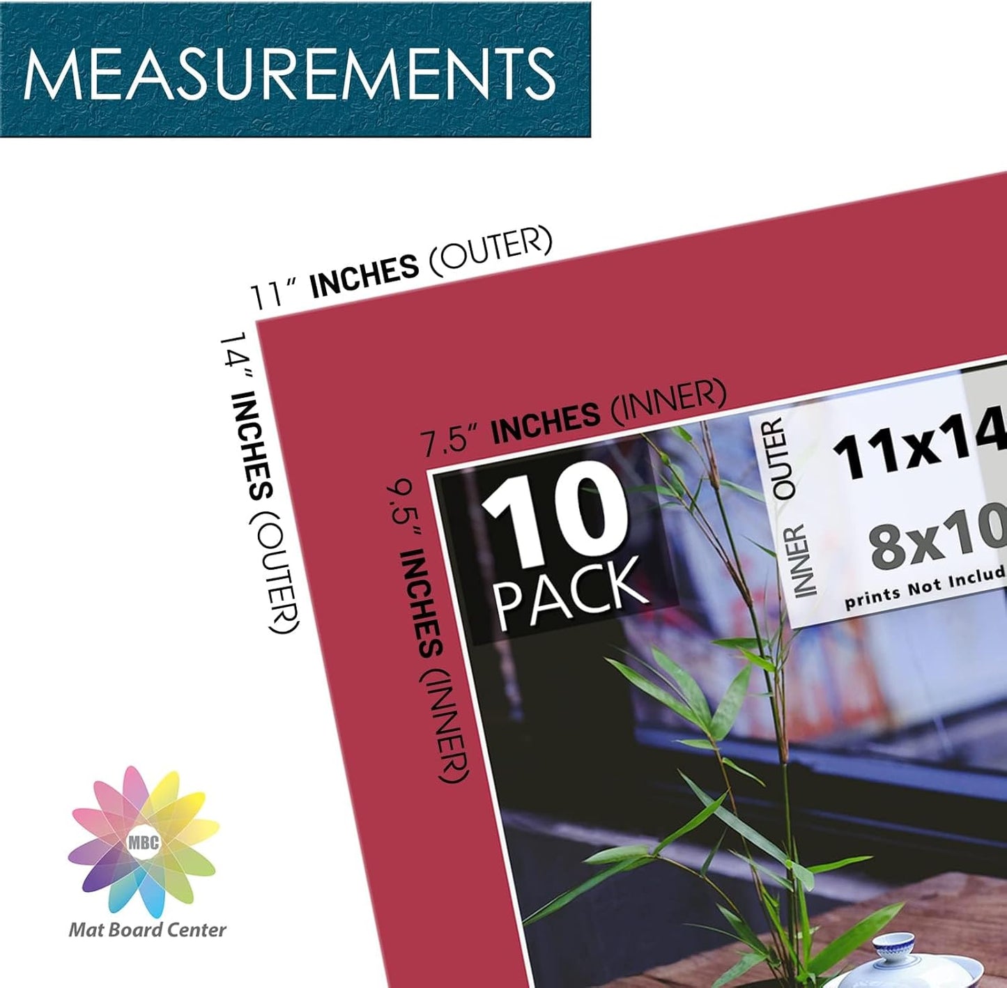 MBC Mat Board Center, Acid Free Pack of 10 11x14 Mixed Colors White Core Picture Mats for 8x10 Photos