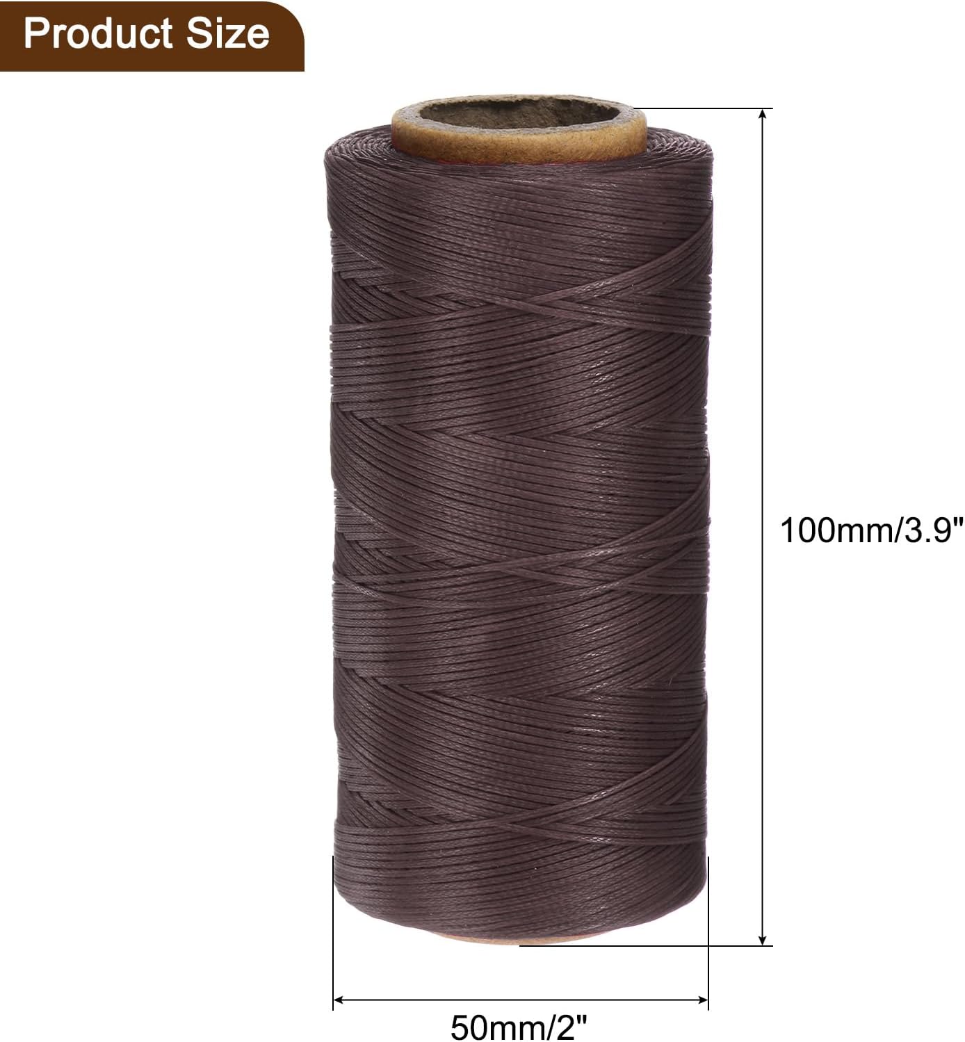 uxcell 150D 0.8mm Flat Waxed Thread 284 Yards Polyester Leather Sewing Waxed String Hand Stitching Waxed Cord for Leather Stitching Sewing Bookbinding DIY Craft Rosewood Color